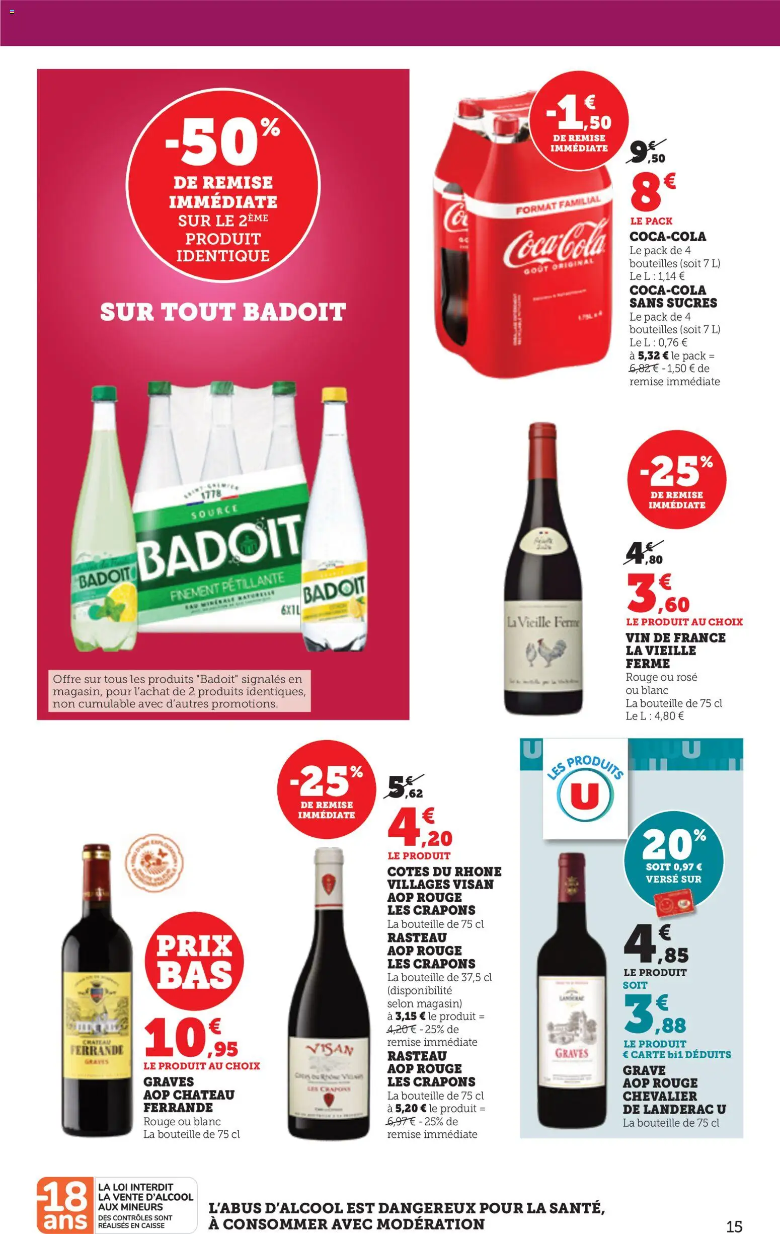 {H1} | Page: 15 | Produits: Badoit, Vin