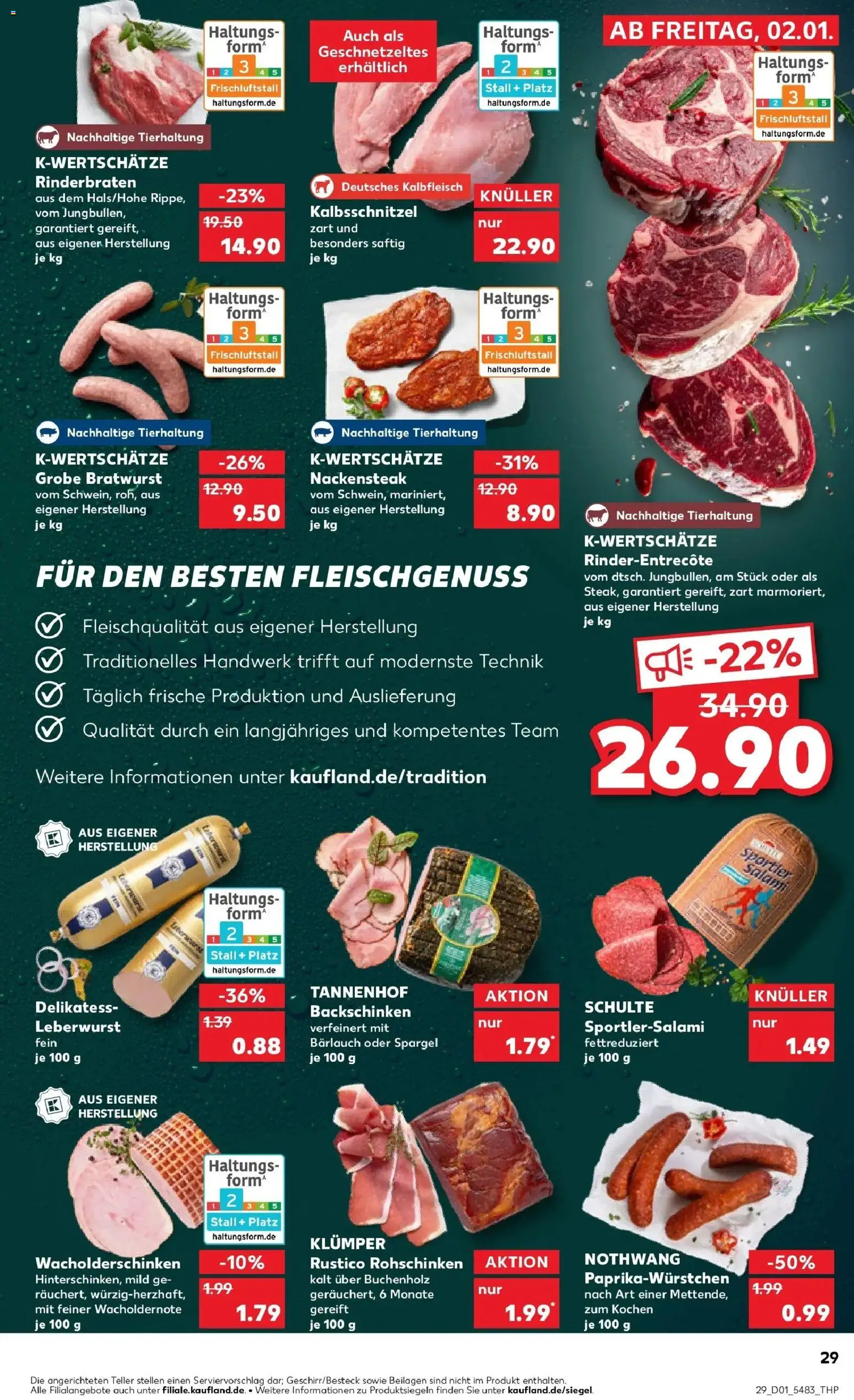 Kaufland prospekt Ingelheim Am Rhein	 – gültig ab 05.01.2026 | Seite: 29 | Produkte: Rinderbraten, Bratwurst, Spargel, Salami