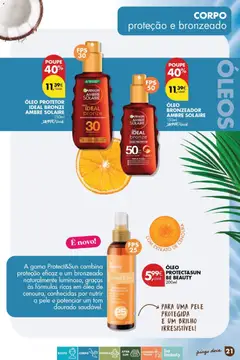 Pré-visualização ÓLEO BRONZEADOR AMBRE SOLAIRE, Óleo bronzeador, proteção alta UVA + UVB, tripla acção, bronzeado uniforme e luminoso, hidratação intensa, antioxidante, resistente à água, 150ml válido de 24.03.2026 | Página: 21