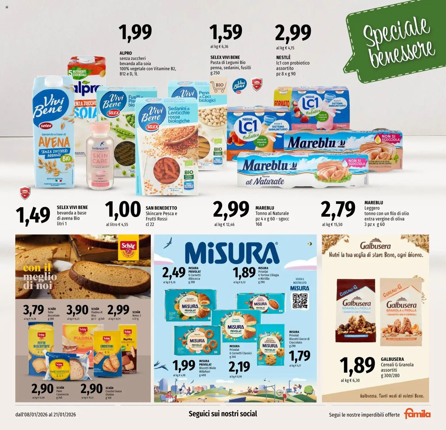 Volantino Famila del 08.01.2026 | Pagina: 17 | Prodotti: Legumi, Biscotti, Lenticchie, Olio