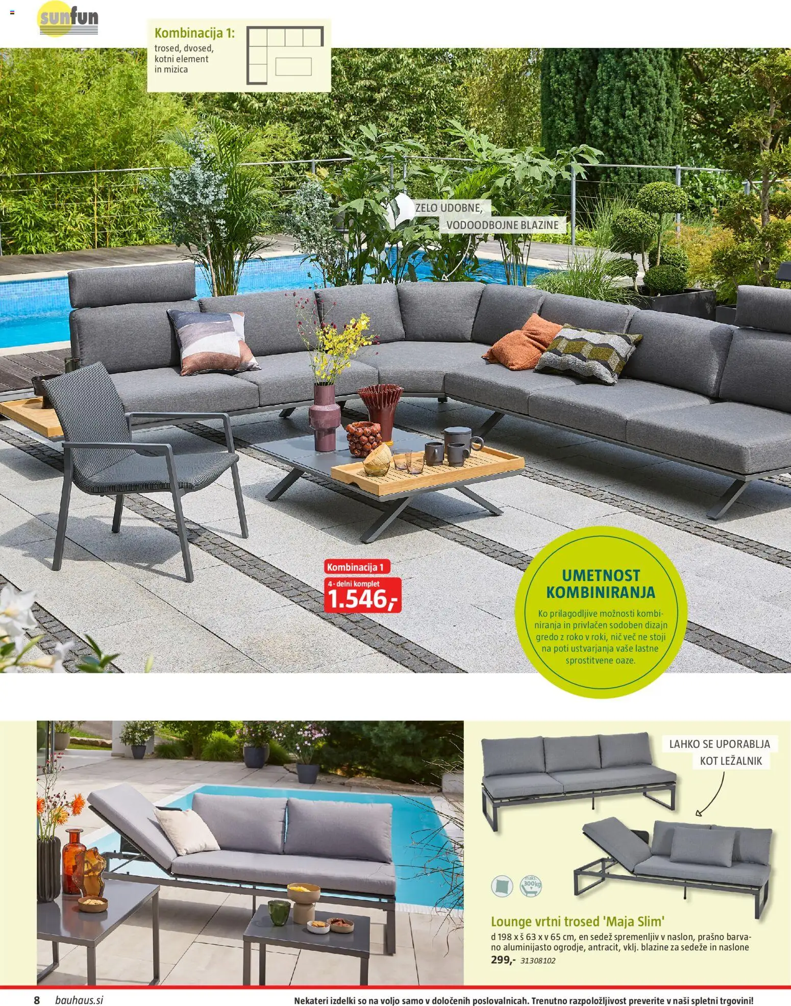 Novi Bauhaus katalog ponudbe – veljaven od 22.04.2026 | Stran: 8 | Izdelki: Ležalnik, Mizica, Trosed, Barva