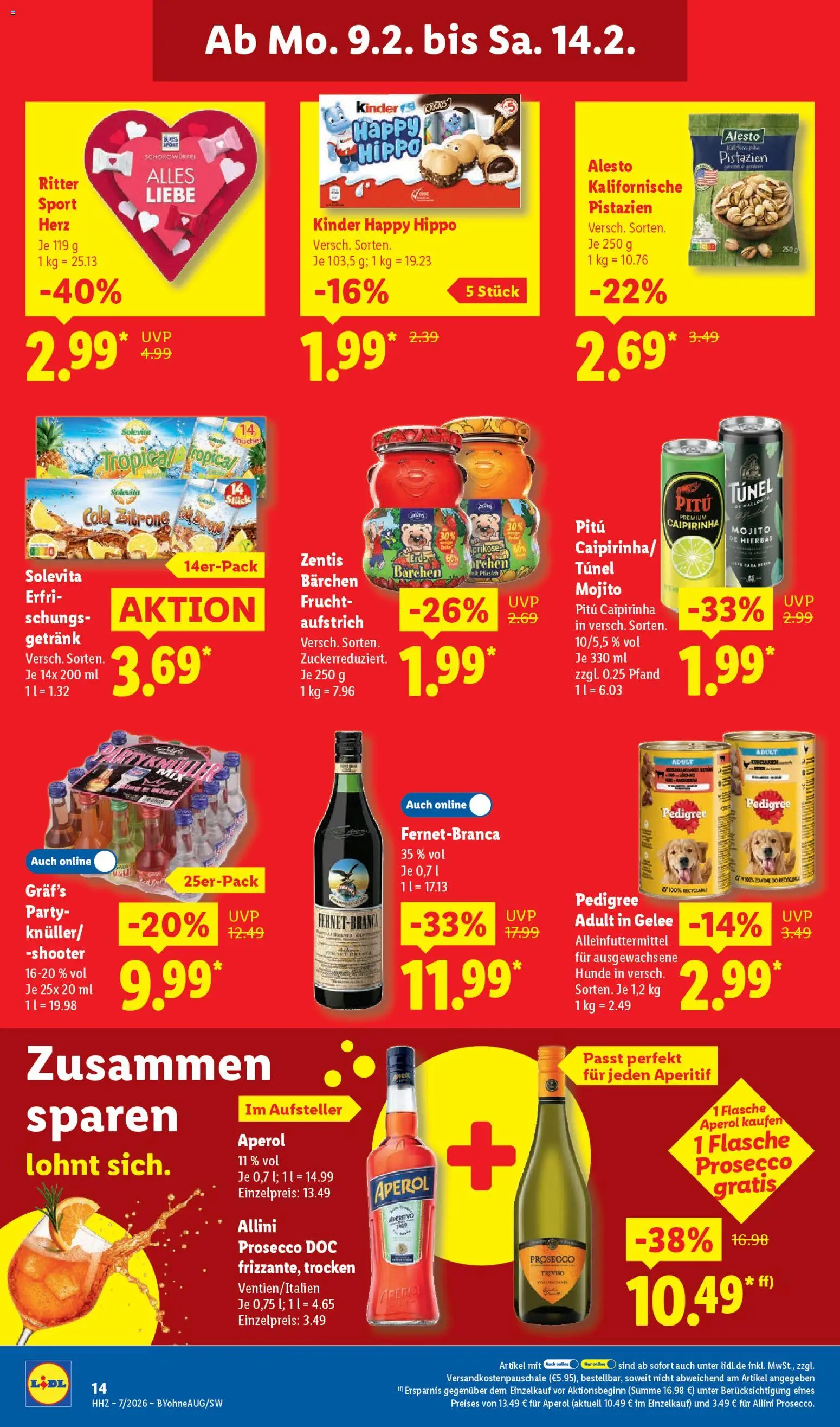 Lidl Prospekt Gundelsheim – gültig ab 09.02.2026 | Seite: 24 | Produkte: Prosecco, Zitrone, Pfirsich, Pedigree
