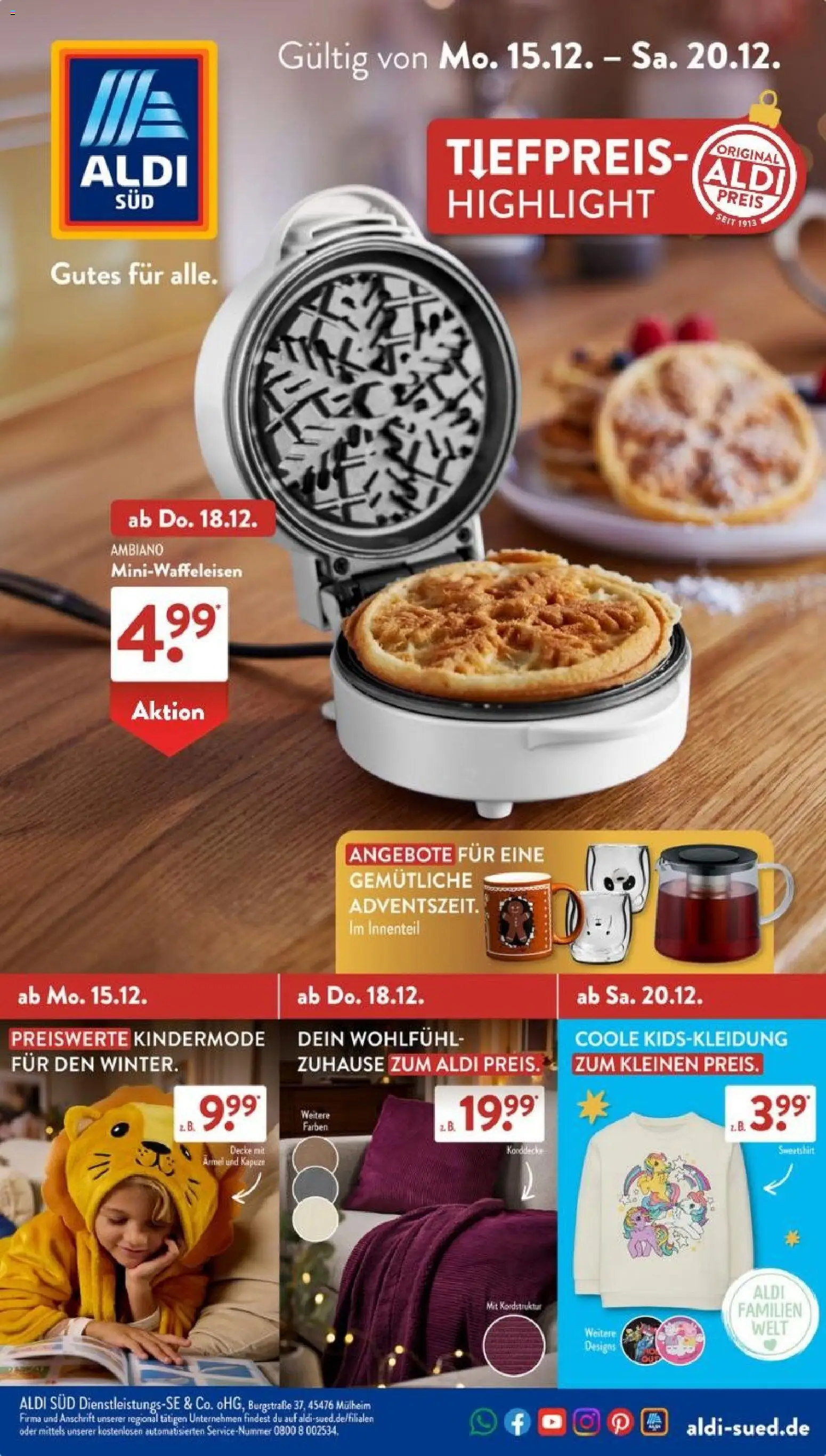 Aldi Süd Prospekt 	 – gültig ab 15.12.2025 | Seite: 1 | Produkte: Decke