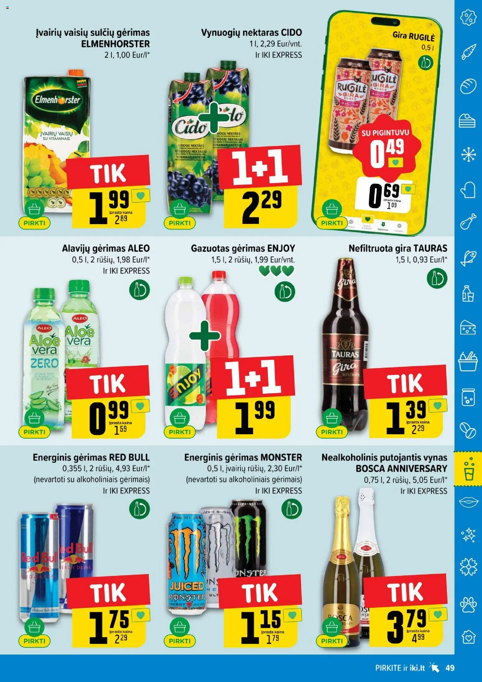 IKI akcijos nuo 12.01.2026 | Puslapis: 49 | Prekių: Energinis gėrimas, Vynas
