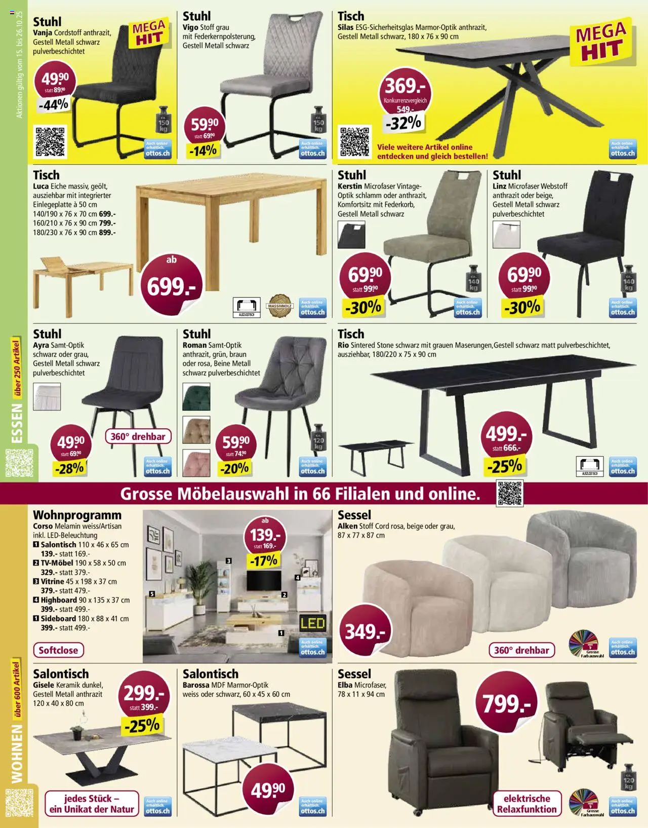 Otto's Aktionen – gültig ab 15.10.2025 | Seite: 8 | Produkte: Tisch, Vitrine, Sessel, Stuhl