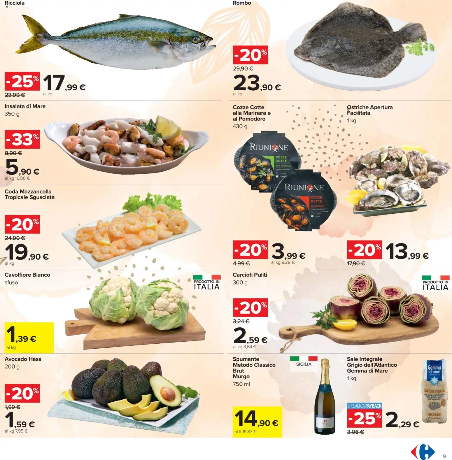Volantino Carrefour del 24.03.2026 | Pagina: 9 | Prodotti: Insalata, Avocado, Pomodoro, Carciofi