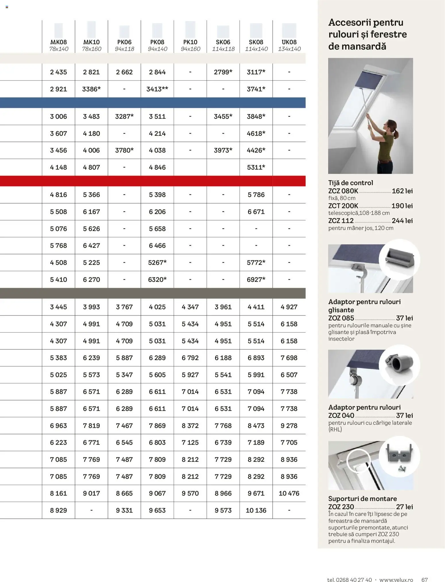 Noul catalog Velux – valabil de la 03.02.2026 | Pagină: 67 | Produse: Adaptor, Fereastră, Mâner