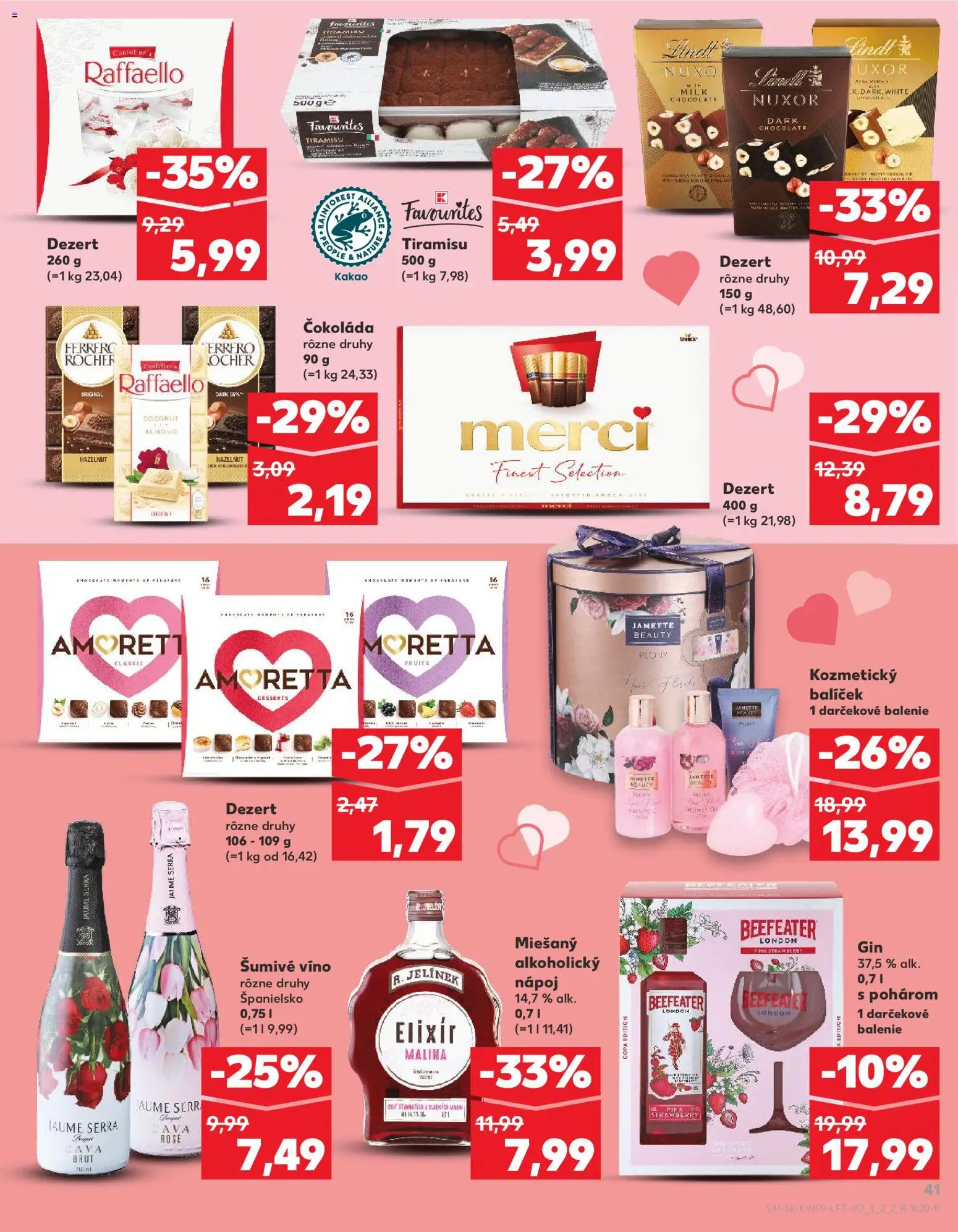 Nové Kaufland akcie – leták je platný od 26.02.2026 | Strana: 41 | Produkty: Víno, Merci, Gin, Ferrero Rocher
