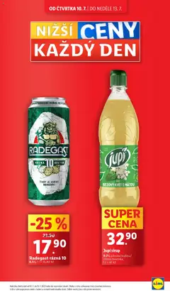 Lidl leták od 10.07.2025 | Strana: 5 | Produkty: Sirup Jupí, Sirup, Radegast Rázna 10, Radegast