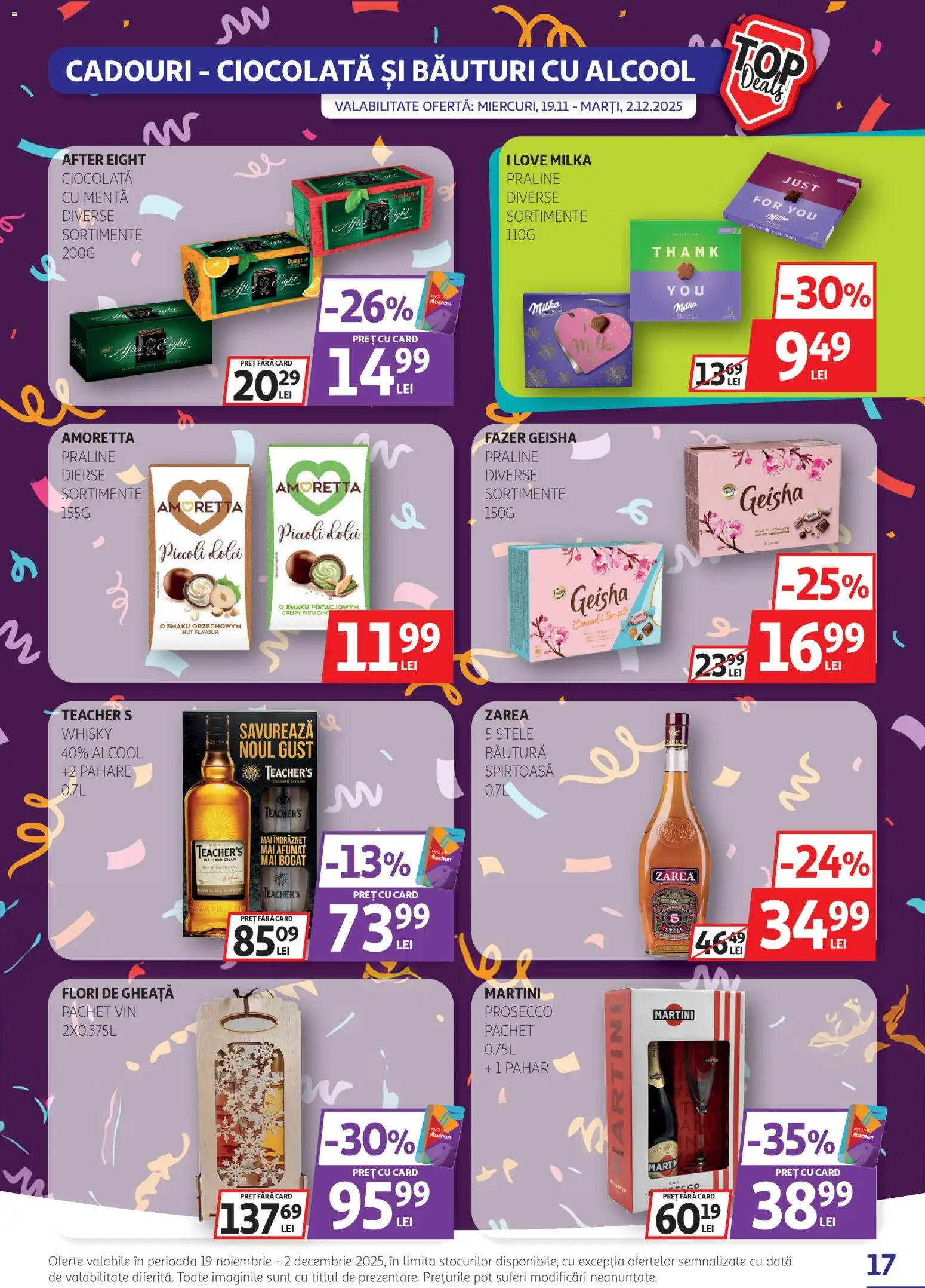 Noul catalog Auchan – valabil de la 19.11.2025 | Pagină: 17 | Produse: Yulaf, Praline, Prosecco, Ciocolată