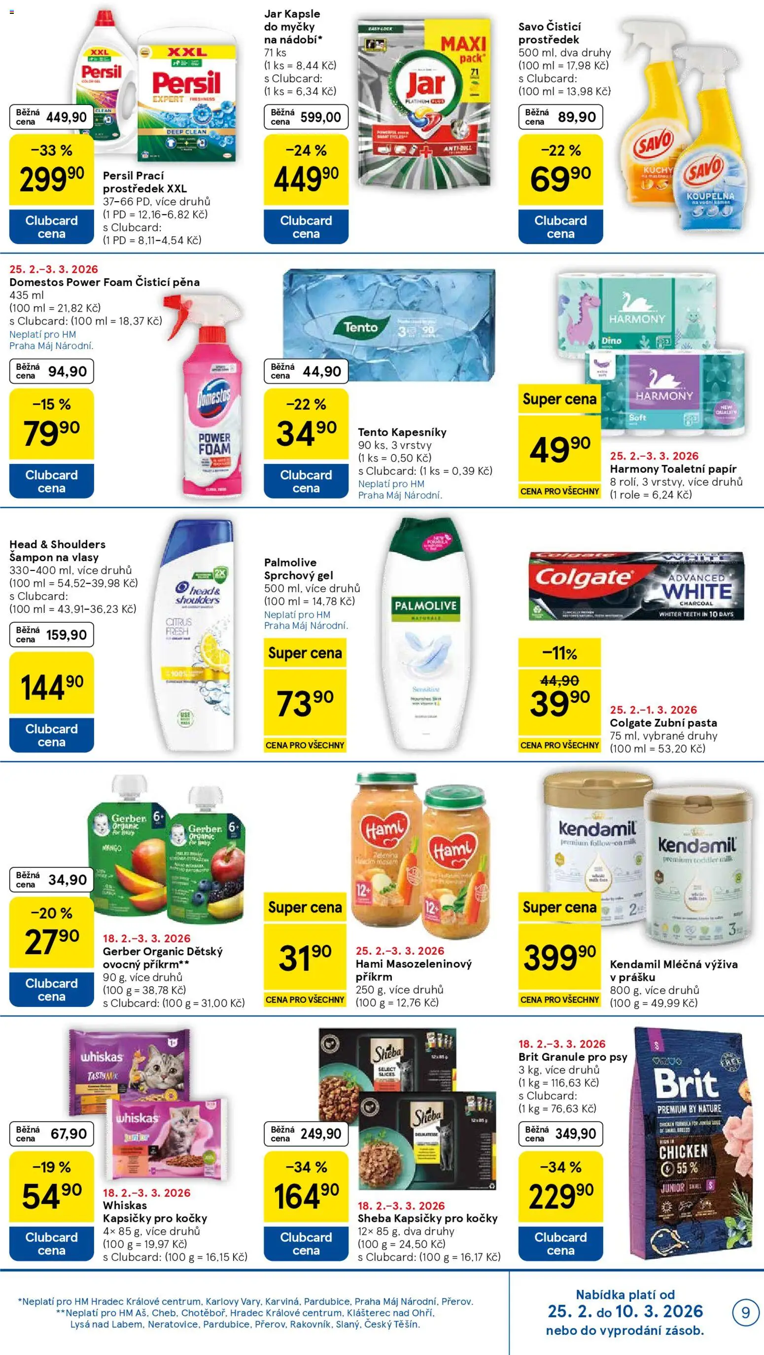 Tesco leták - Hypermarket od 25.02.2026 | Strana: 9 | Produkty: Granule pro psy, Toaletní papír, Kendamil, Šampon