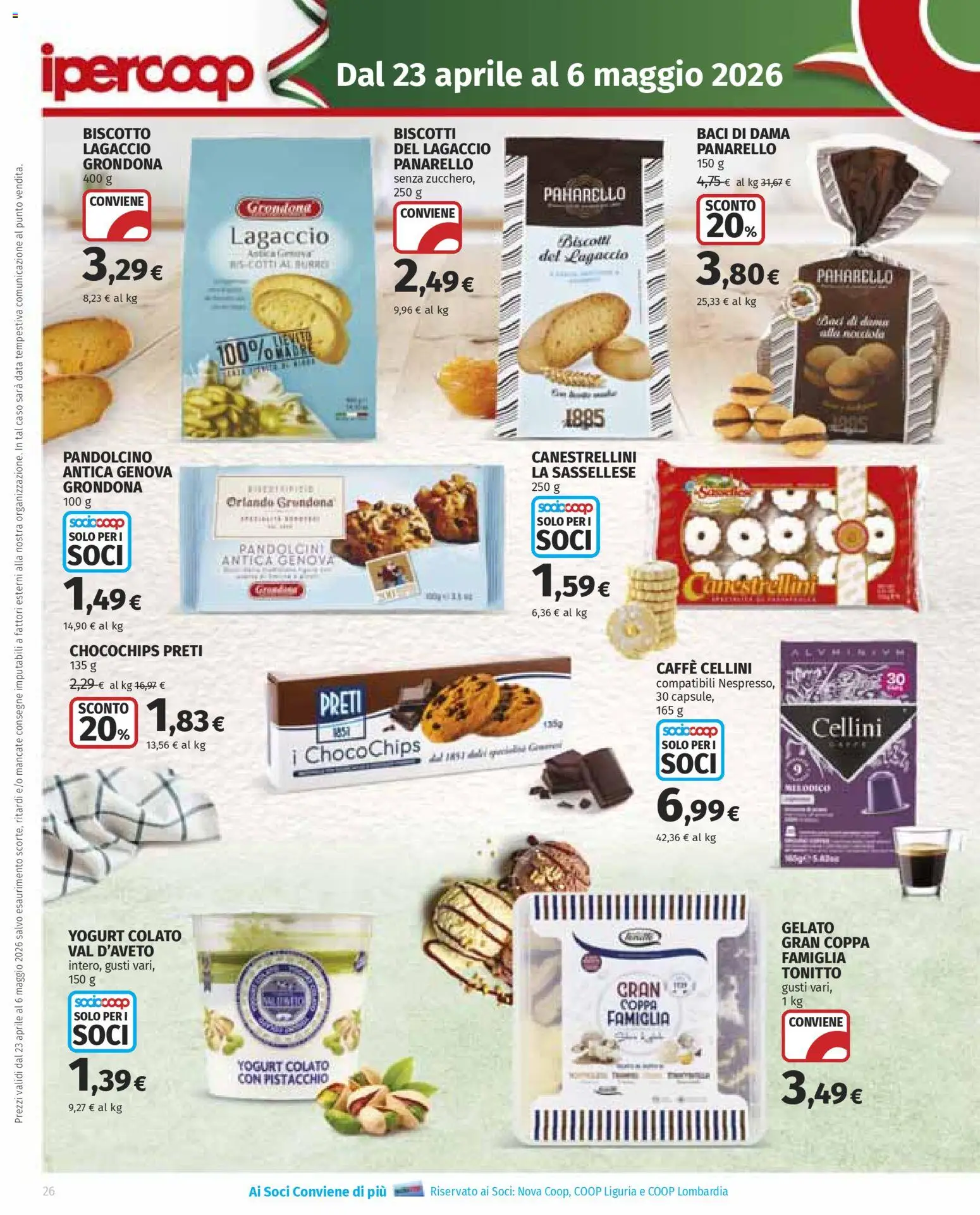 Volantino Ipercoop del 23.04.2026 | Pagina: 26 | Prodotti: Yogurt, Biscotti, Gelato, Burro
