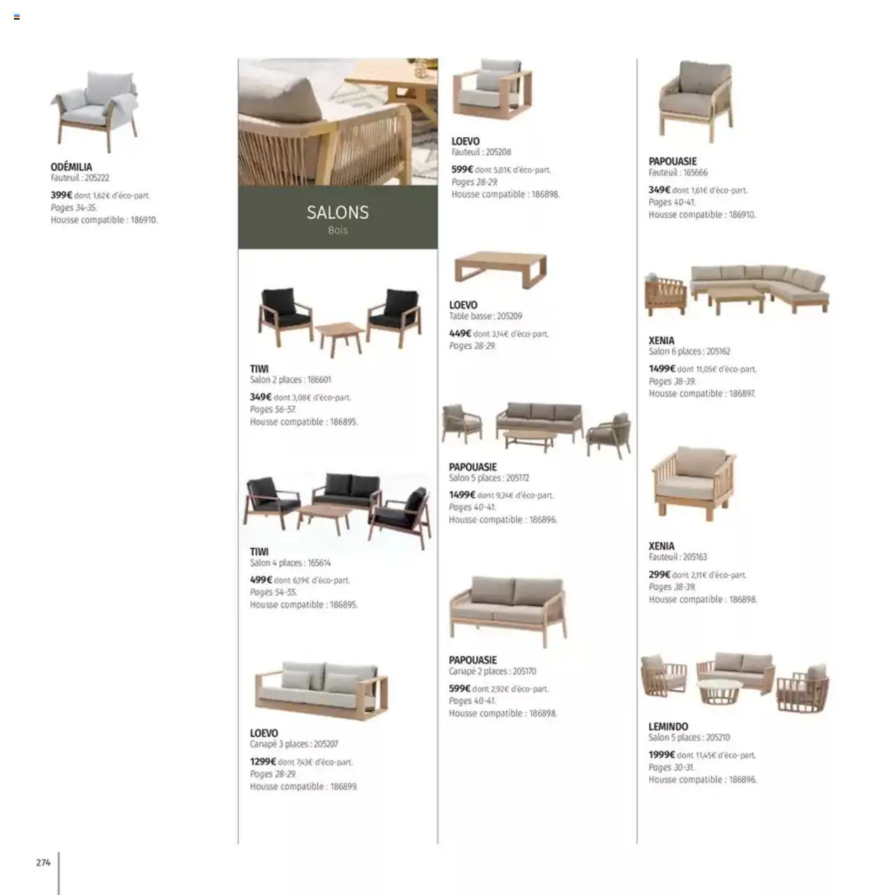  | Page: 274 | Produits: Canapé, Fauteuil, Table basse, Table