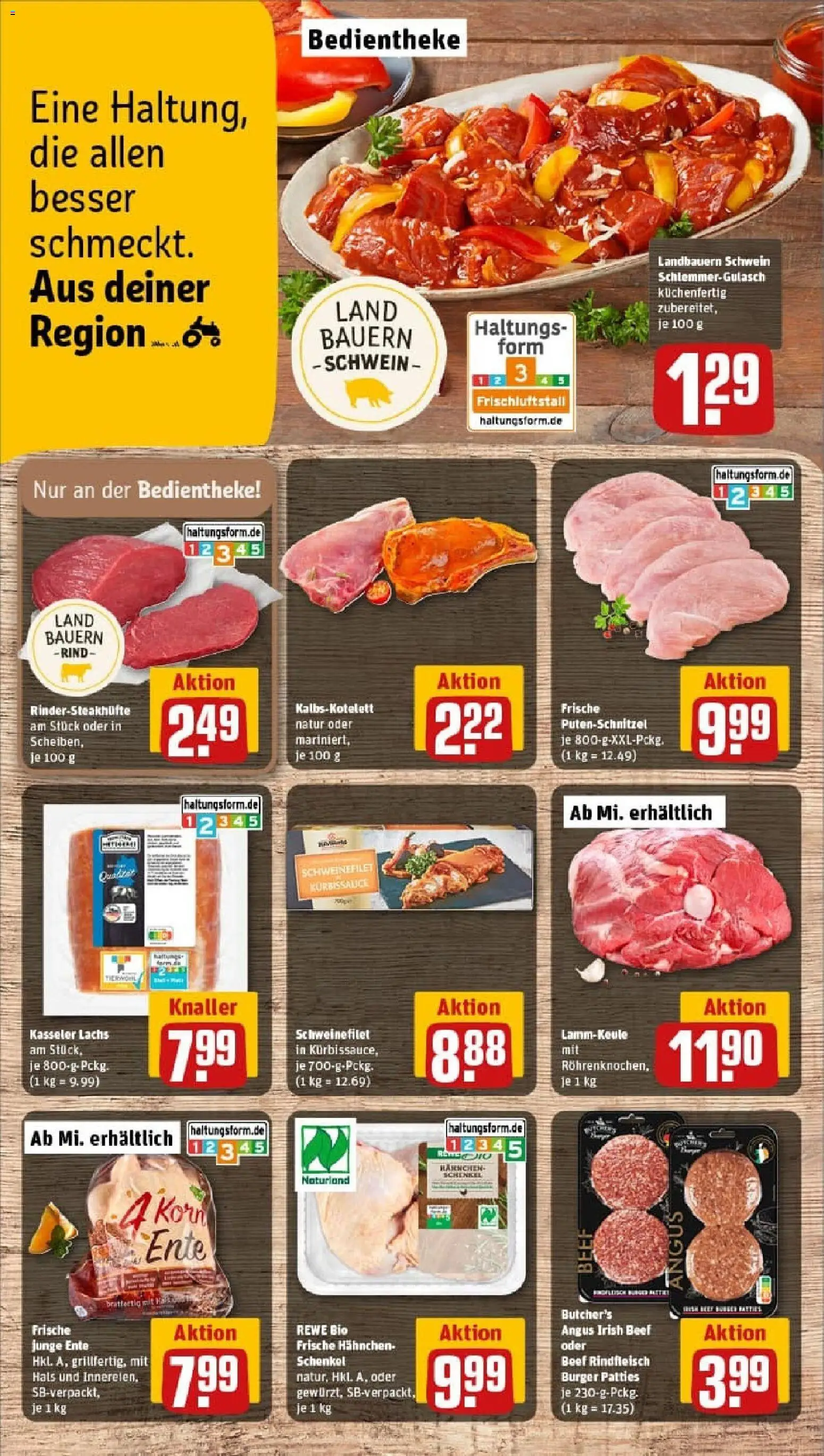 Rewe prospekt Freiburg	 – gültig ab 26.10.2025 | Seite: 10 | Produkte: Lammkeule, Lachs, Putenschnitzel, Rindfleisch