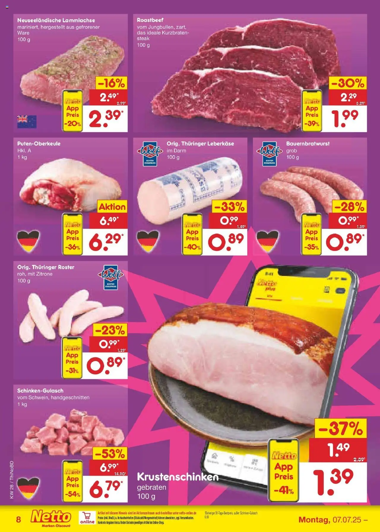 Netto Marken-Discount prospekt Herzberg	 - gültig ab dem 07.07.2025 | Seite: 10 | Produkte: Roastbeef, Zitrone, Steak, Leberkase