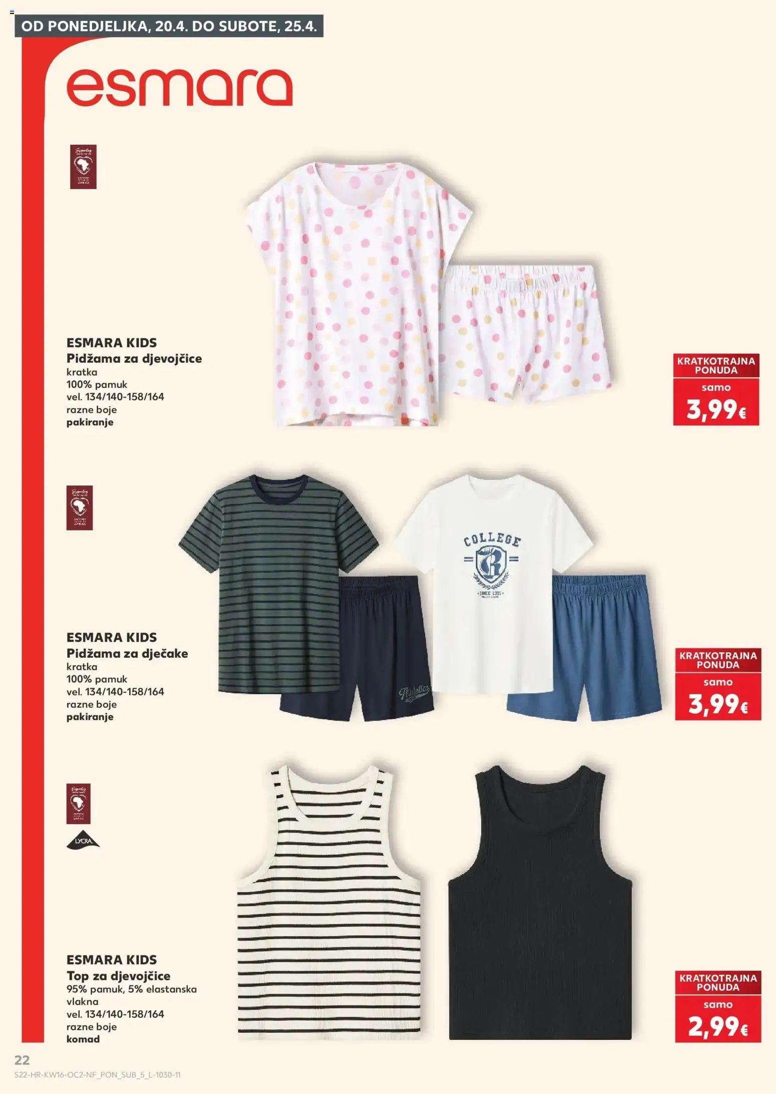 Kaufland katalog | vrijedi od 14.04.2026 | Stranica: 22 | Proizvodi: Pidžama