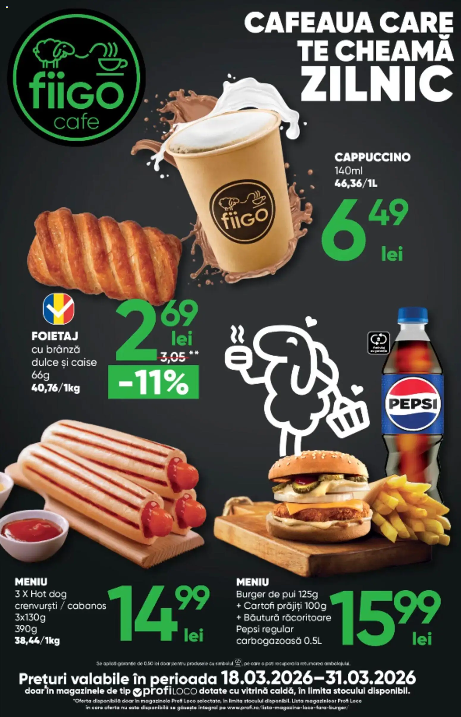 Noul catalog Profi – valabil de la 18.03.2026 | Pagină: 14 | Produse: Foietaj, Vitrină, Brânză, Burger