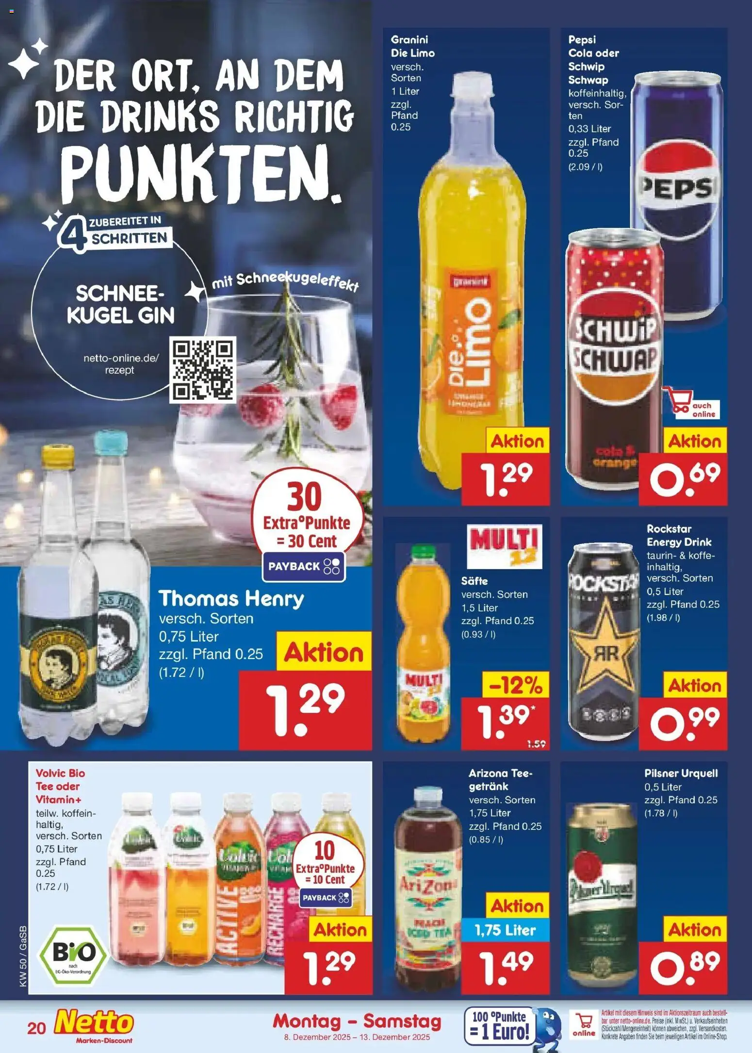 Netto Marken-Discount Prospekt 	 – gültig ab 08.12.2025 | Seite: 26 | Produkte: Rockstar energy, Cola, Granini, Tee