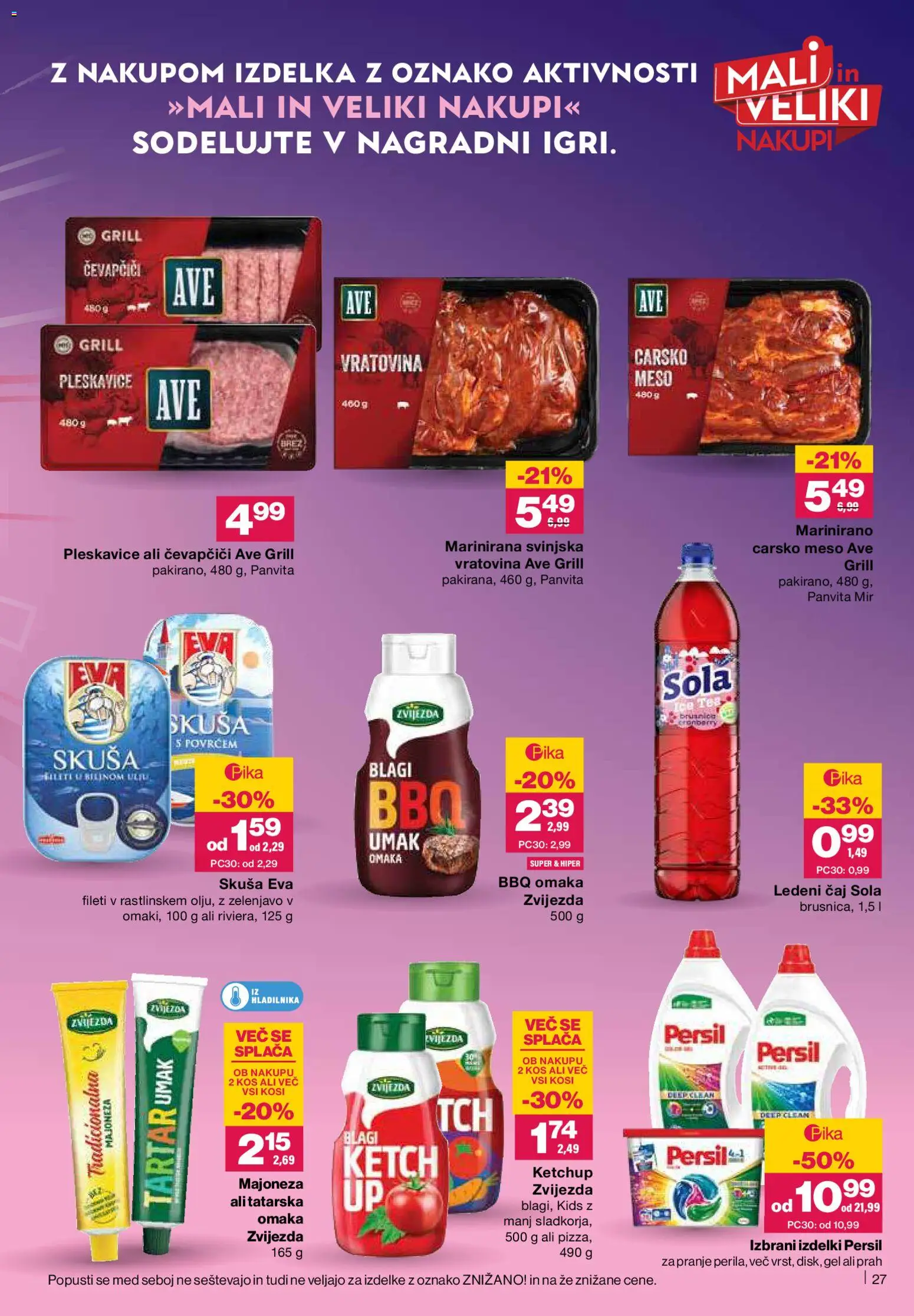 Novi Mercator katalog ponudbe – veljaven od 26.03.2026 | Stran: 27 | Izdelki: Kos, Ledeni čaj, Detergent, Grill