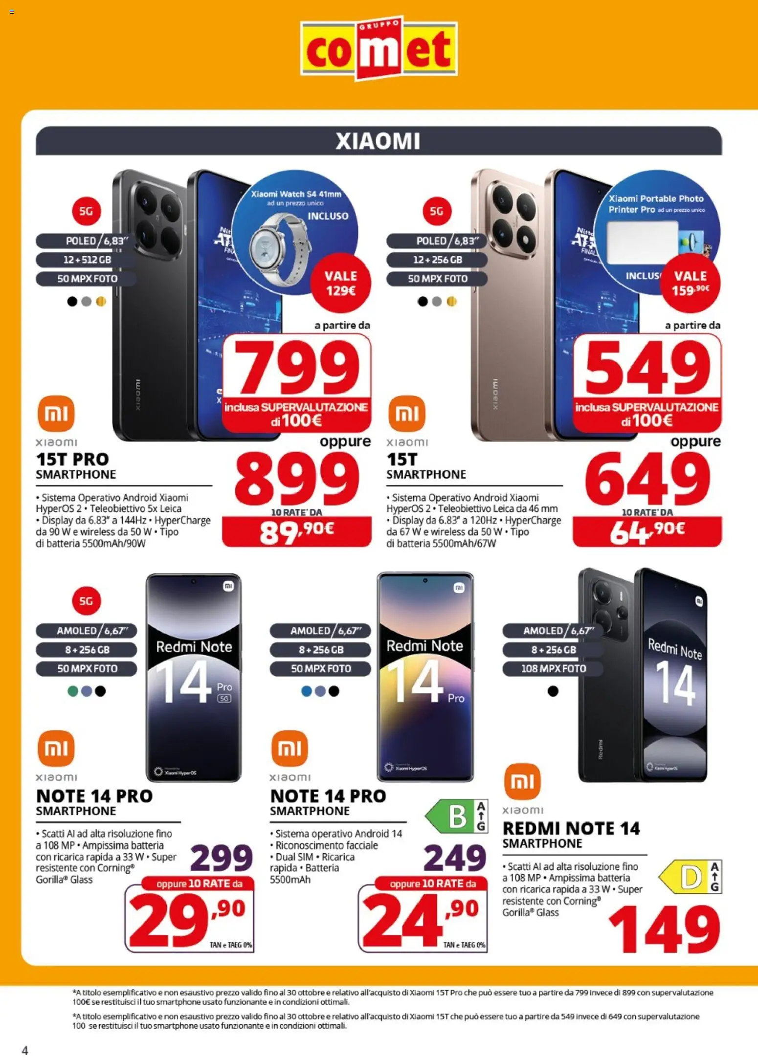 Volantino Comet del 23.10.2025 | Pagina: 4 | Prodotti: Xiaomi, Smartphone, Batteria
