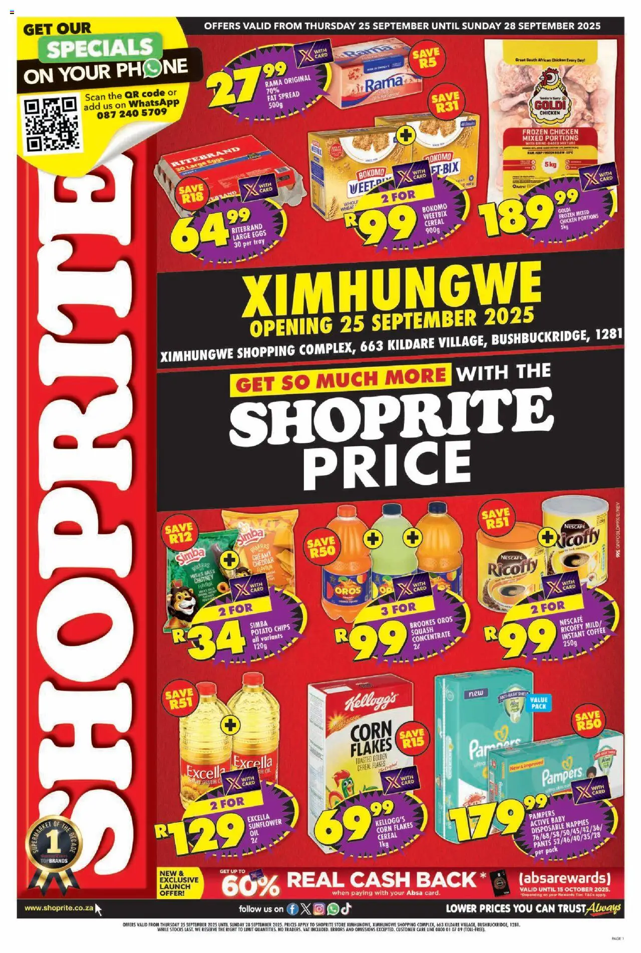 New Shoprite catalogue – valid from 25.09.2025 | Page: 1 | Products: Chutney, Chicken, Fat spread, Estuche organizador de viaje