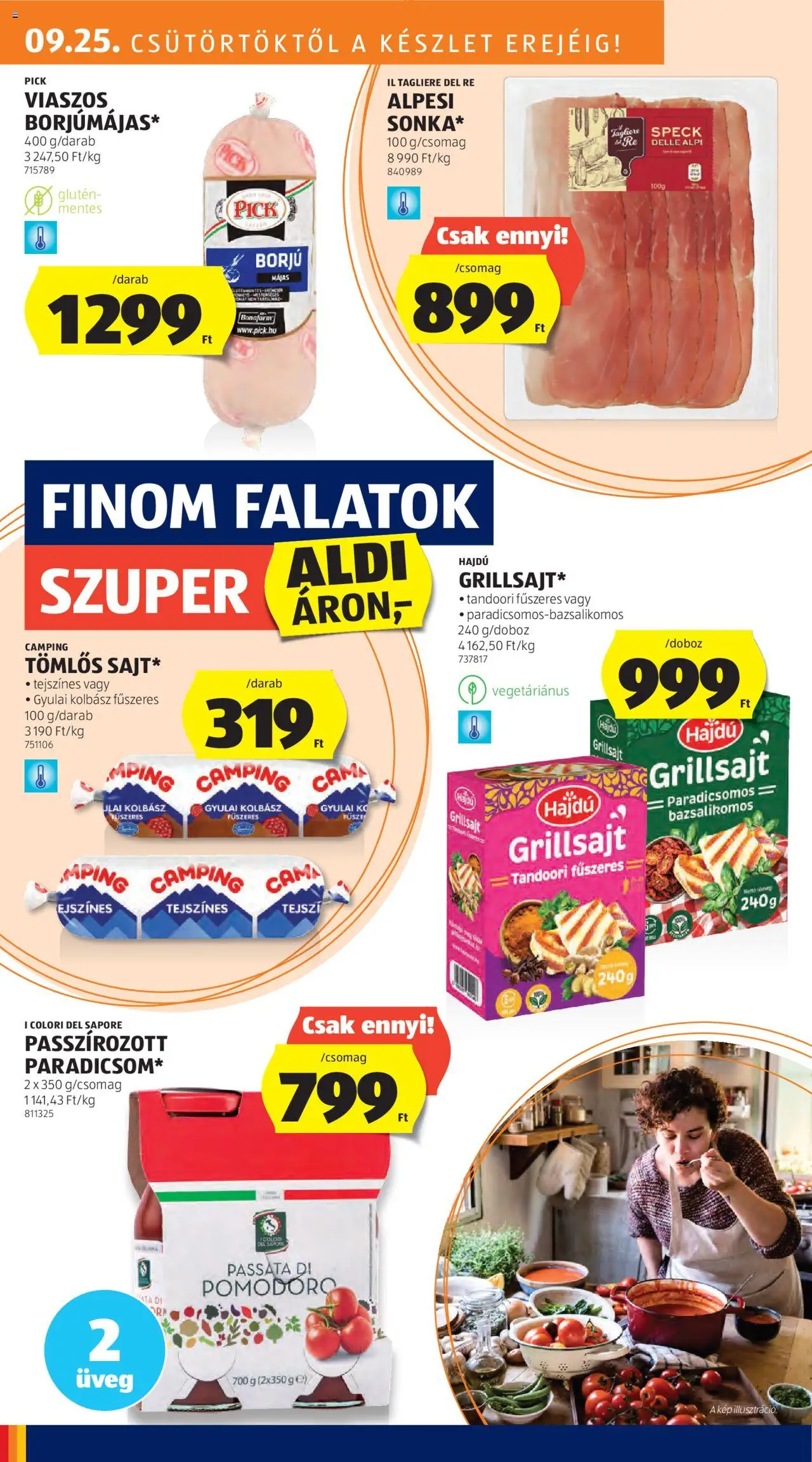 Aldi akciós ujság - amely érvényes a következő dátumtól: 25.09.2025 | Oldal: 18 | Termékek: Kolbász, Pick, Grillsajt, Gyulai kolbász