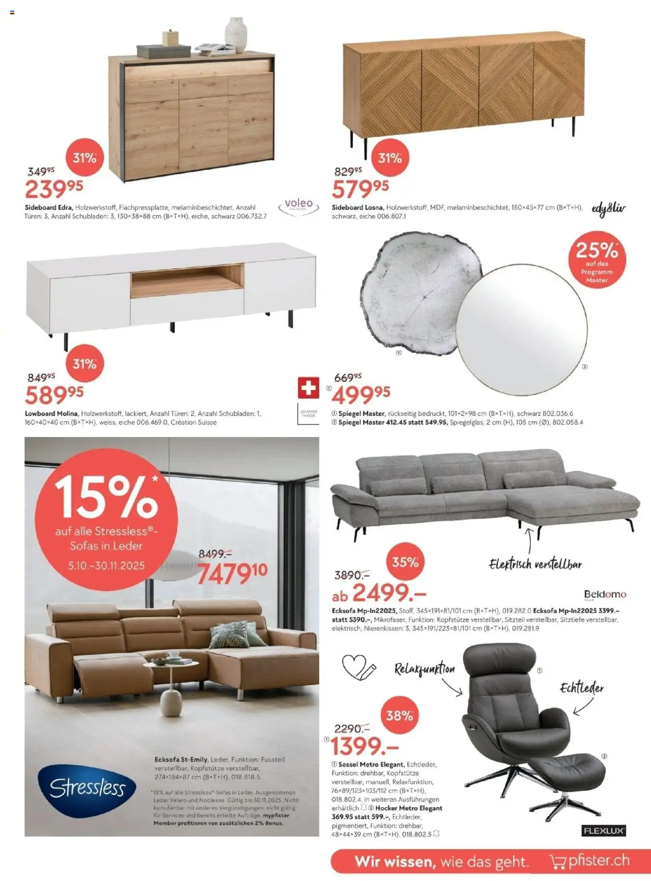 Pfister Aktionen – gültig ab 07.10.2025 | Seite: 11 | Produkte: Hocker, Sessel, Sideboard, Ecksofa