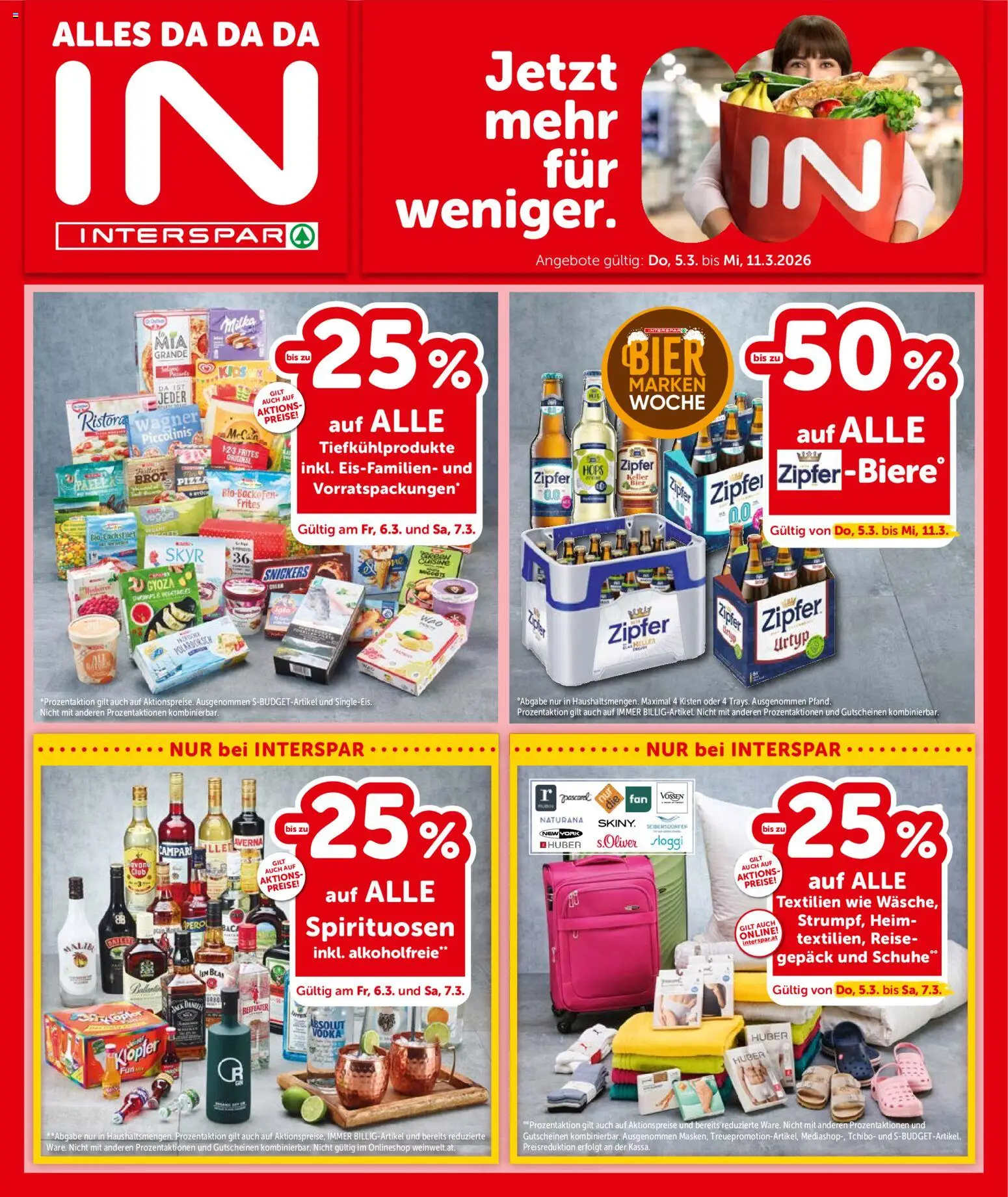 Interspar Flugblatt - Salzburg gültig ab 05.03.2026 | Seite: 1 | Produkte: Brot, Pizza, Bier