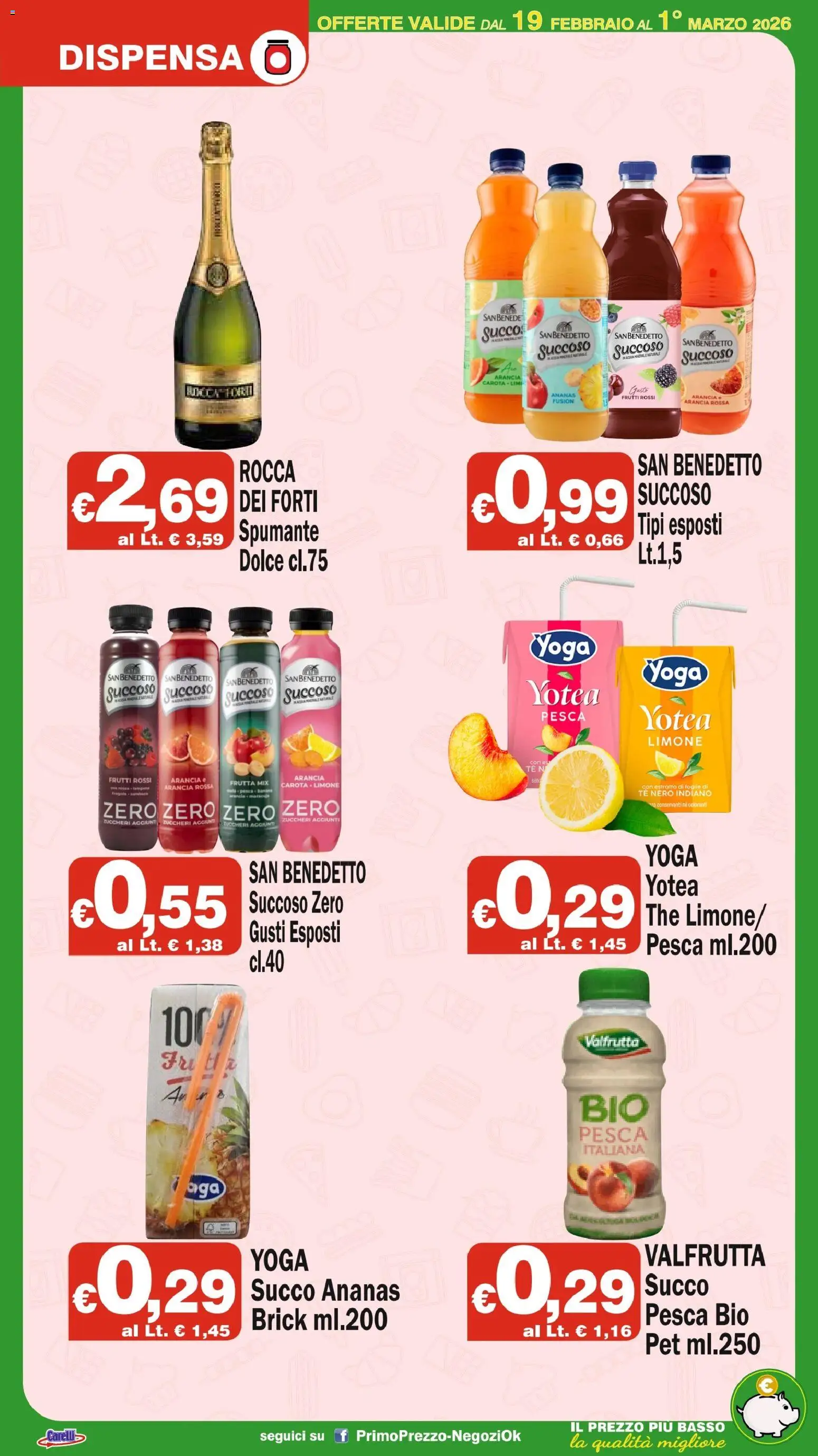 Volantino Primo Prezzo del 19.02.2026 | Pagina: 11 | Prodotti: Carota, Pesca, Ananas, Spumante