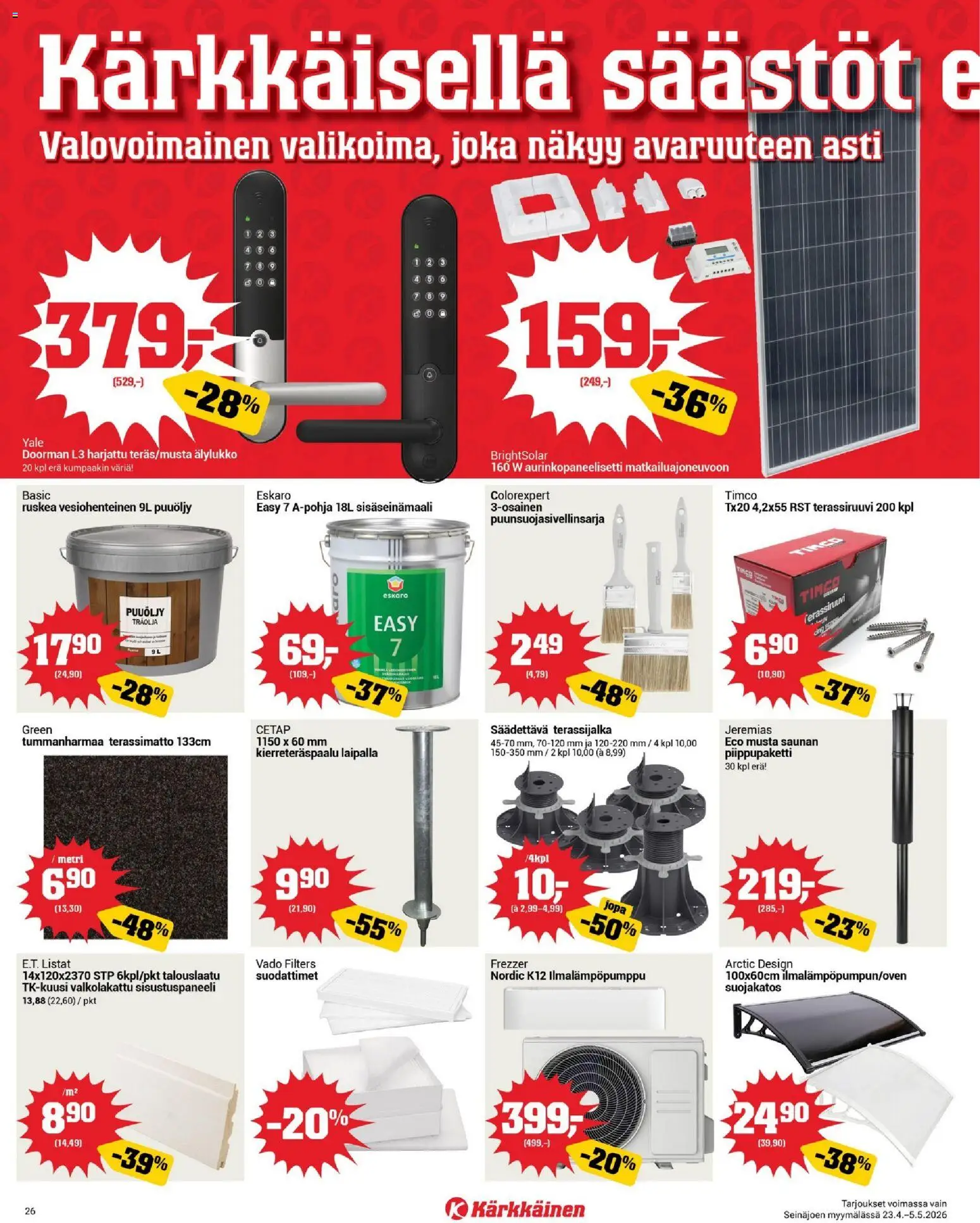 Kärkkäinen tarjoukset - Seinäjoen alue – voimassa 23.04.2026 alkaen | Sivu: 26 | Tuotteet: Suojakatos