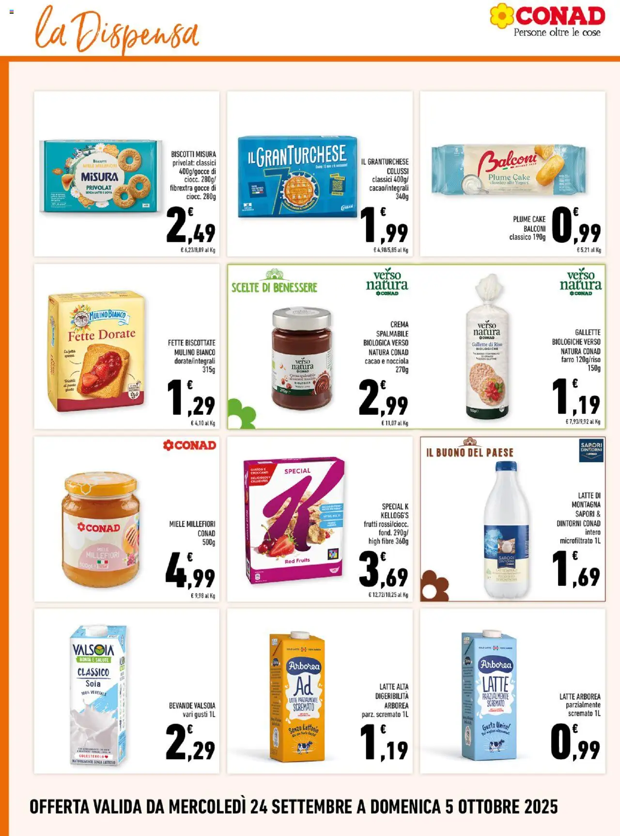 Volantino Conad del 24.09.2025 | Pagina: 10 | Prodotti: Crema, Biscotti, Latte, Gallette