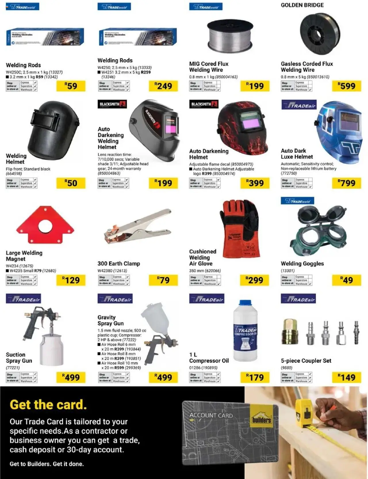 New Builders catalogue – valid from 14.10.2025 | Page: 13 | Products: Glove, Battery, Compressor, Oil