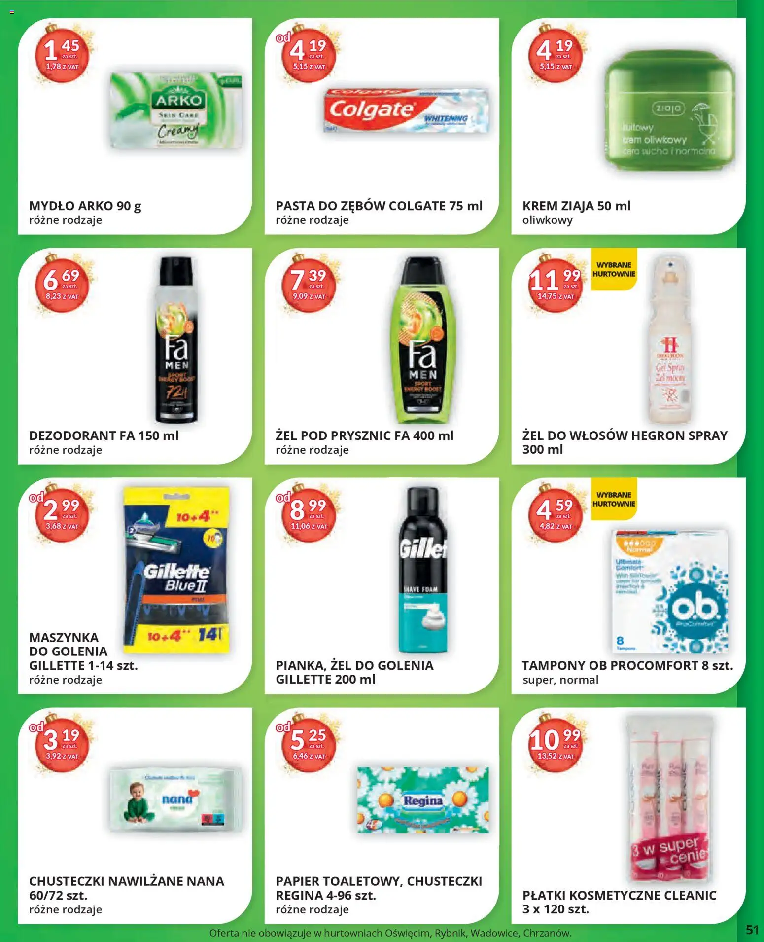 Eurocash Gazetka od 17.11.2025 | Strona: 51 | Produkty: Prysznic, Płatki, Mydło, Tampony ob