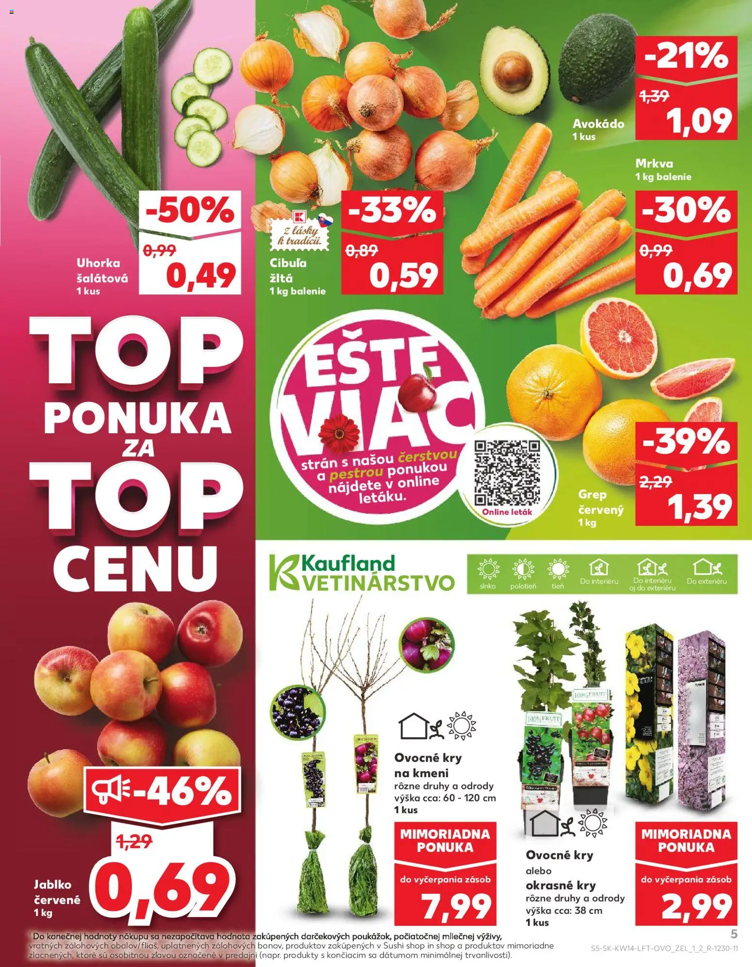 Nové Kaufland akcie – leták je platný od 01.04.2026 | Strana: 5 | Produkty: Mrkva, Avokádo, Cibuľa, Grep
