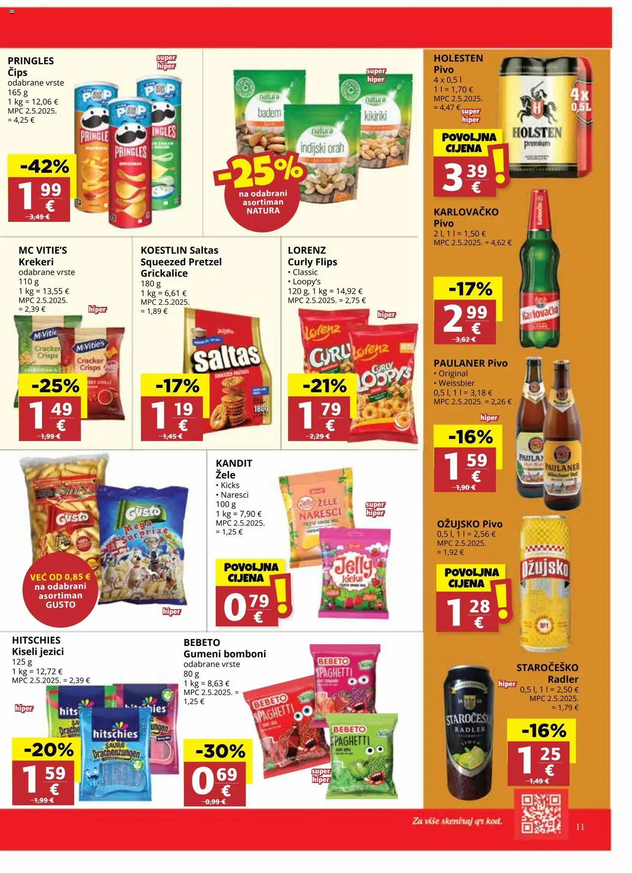 Ultra Gros katalog | vrijedi od 17.09.2025 | Stranica: 11 | Proizvodi: Pivo, Pringles, Čips, Indijski orah