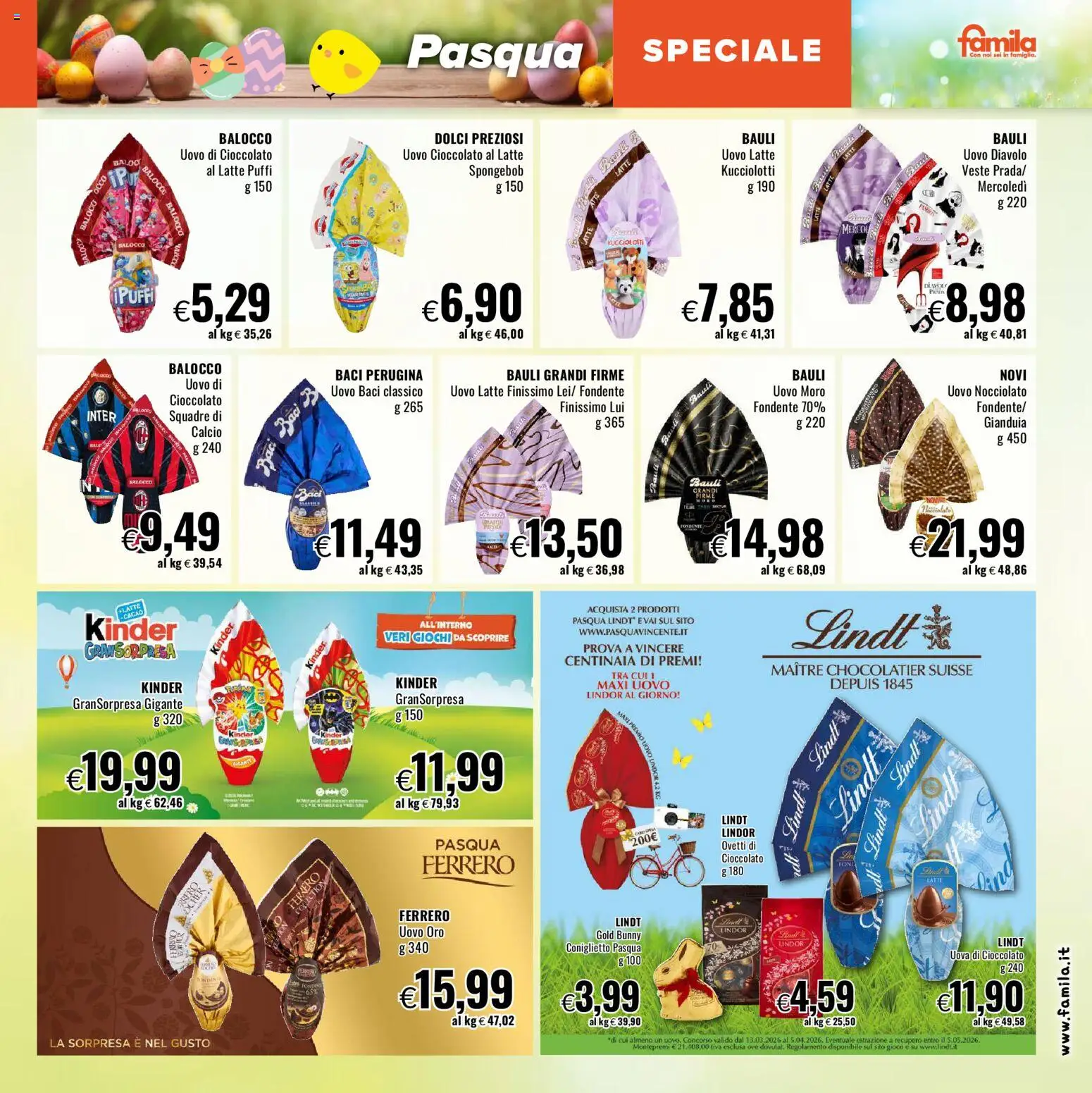 Volantino Famila del 26.03.2026 | Pagina: 3 | Prodotti: Uova, Cioccolato, Latte, Gioco