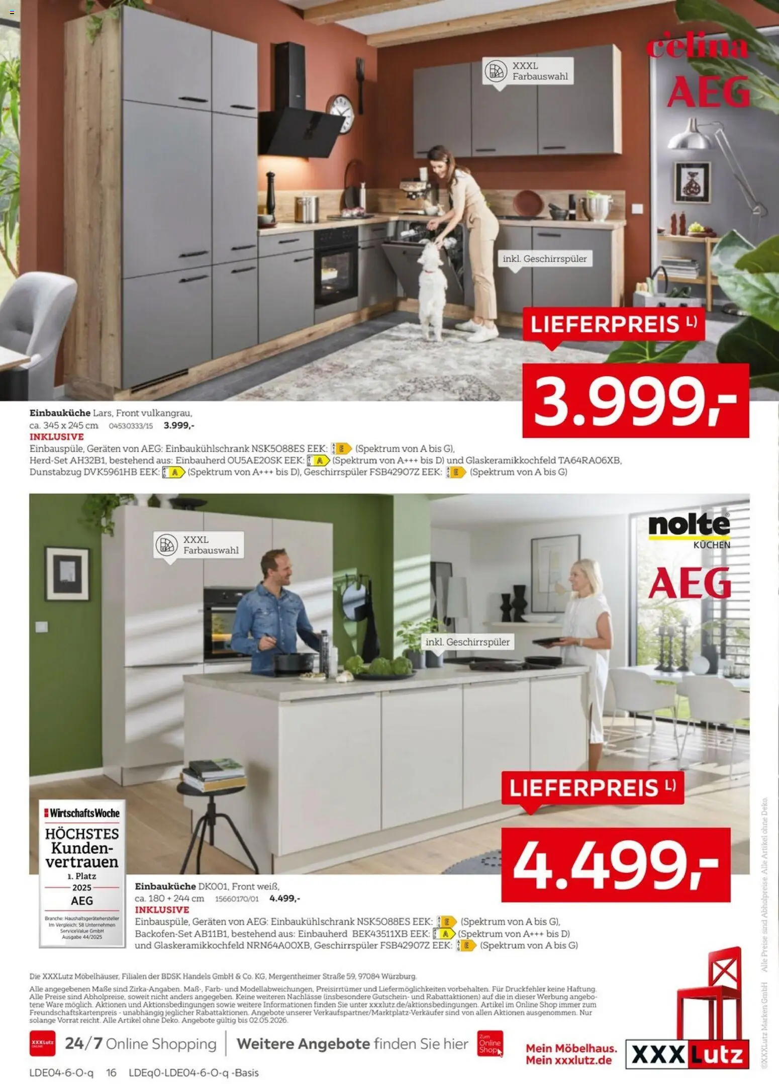 XXXLutz AEG zum Bestpreis – gültig ab 18.04.2025 | Seite: 16 | Produkte: AEG, Geschirrspüler, Dunstabzug, Kuchen