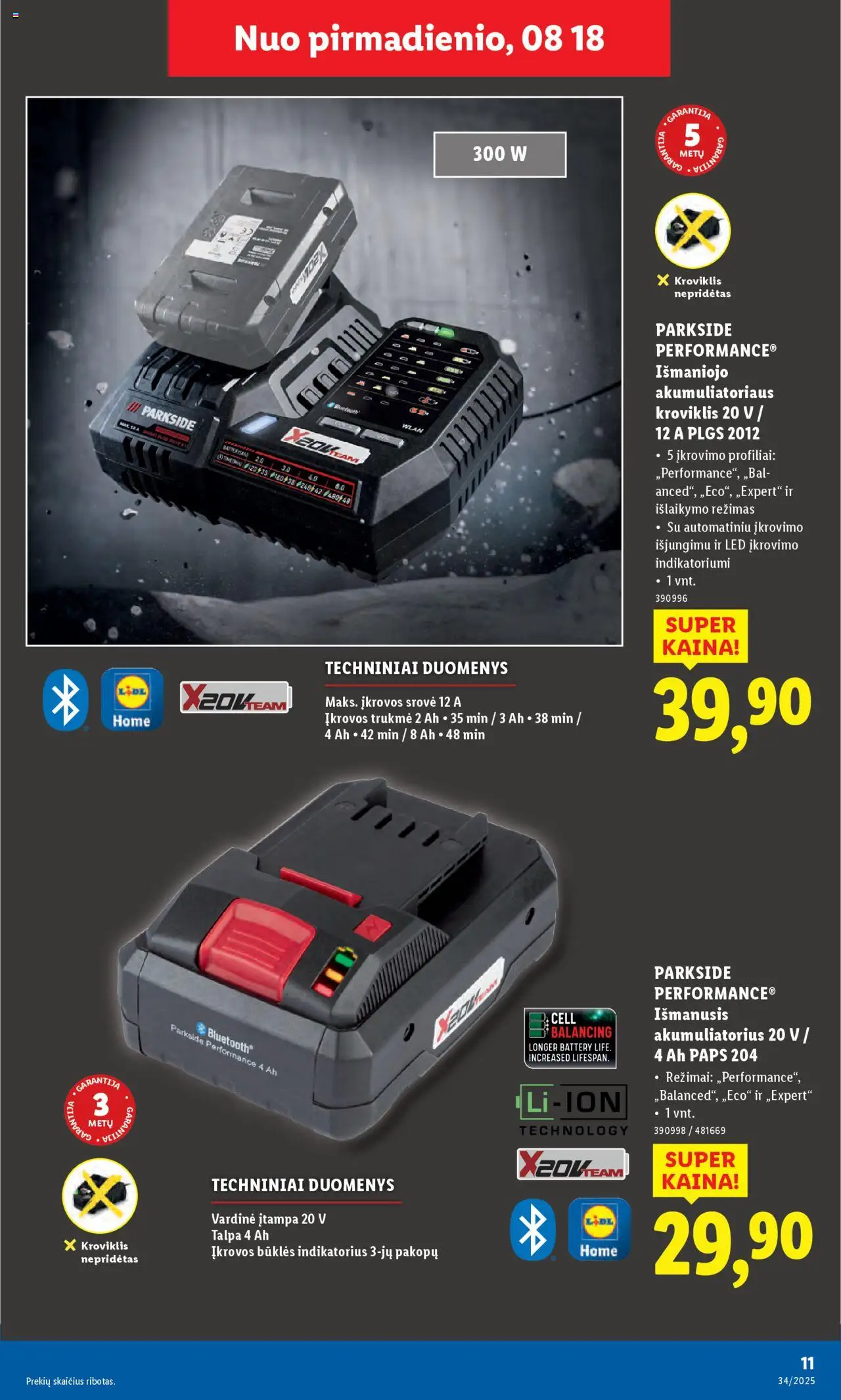 LIDL - Leidinys - Ne maisto prekių pasiūlymai│galioja nuo 18.08.2025 | Puslapis: 11 | Prekių: Akumuliatorius