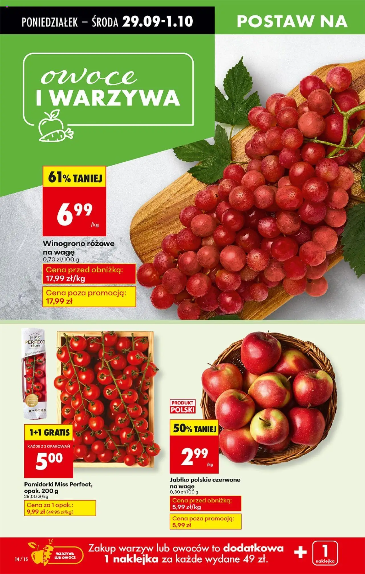 Biedronka gazetka od 29.09.2025 | Strona: 16 | Produkty: Winogrono, Warzywa, Owoce