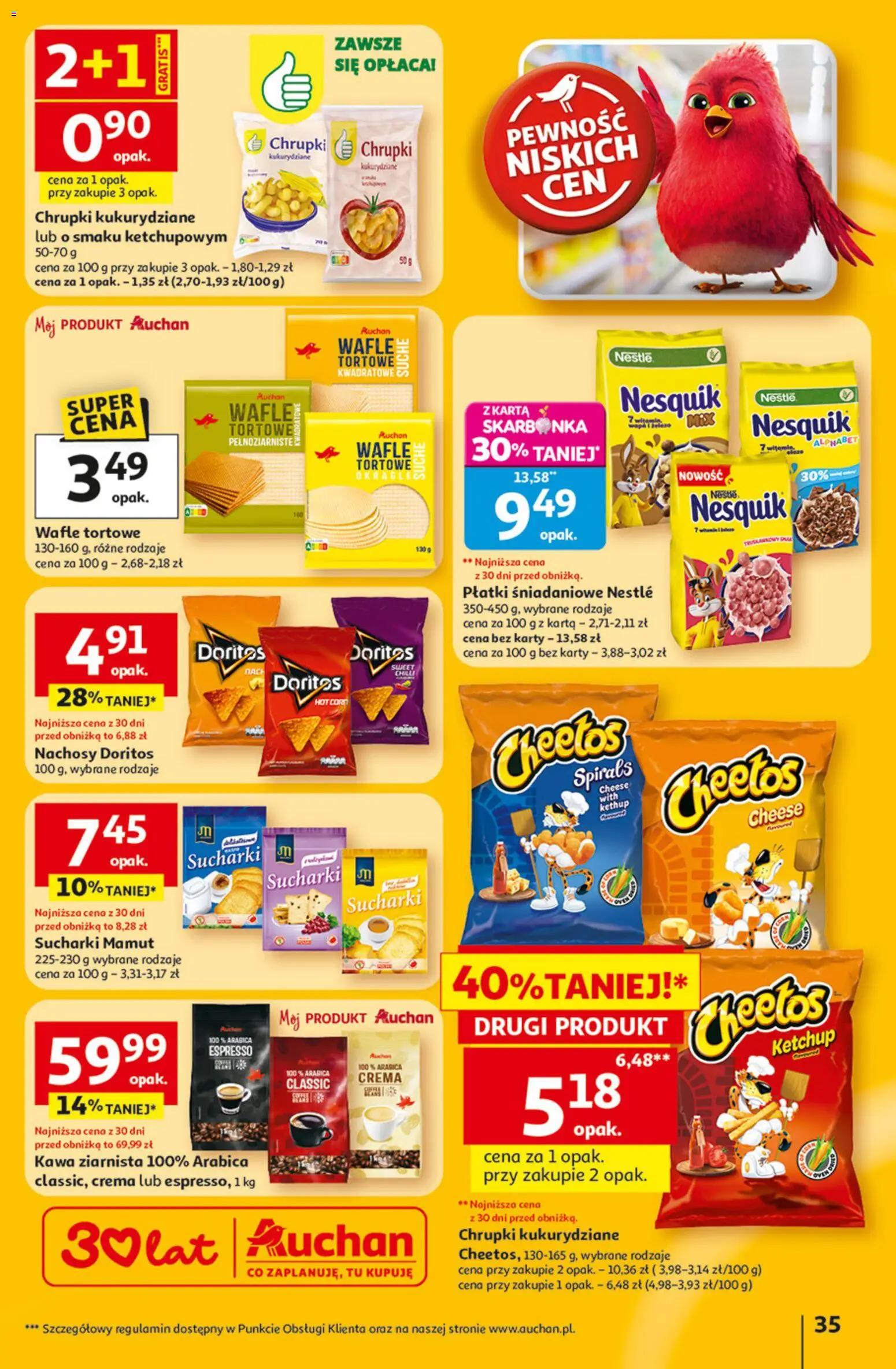 Auchan gazetka - 30 Lat Hipermarket od 23.04.2026 | Strona: 35 | Produkty: Ketchup, Chrupki, Wafle tortowe, Płatki śniadaniowe