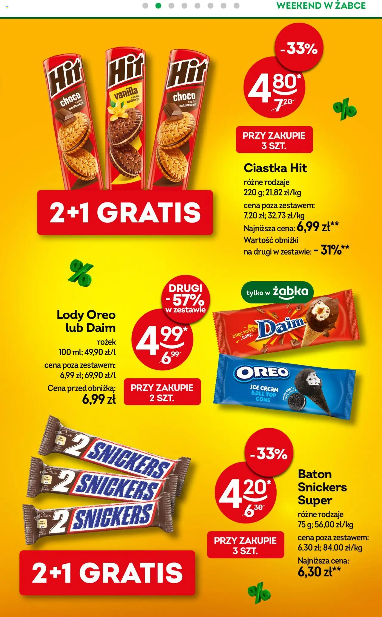Żabka Gazetka - Weekendowe promocje od 15.08.2025 | Strona: 3 | Produkty: Top, Baton, Ciastka, Lody