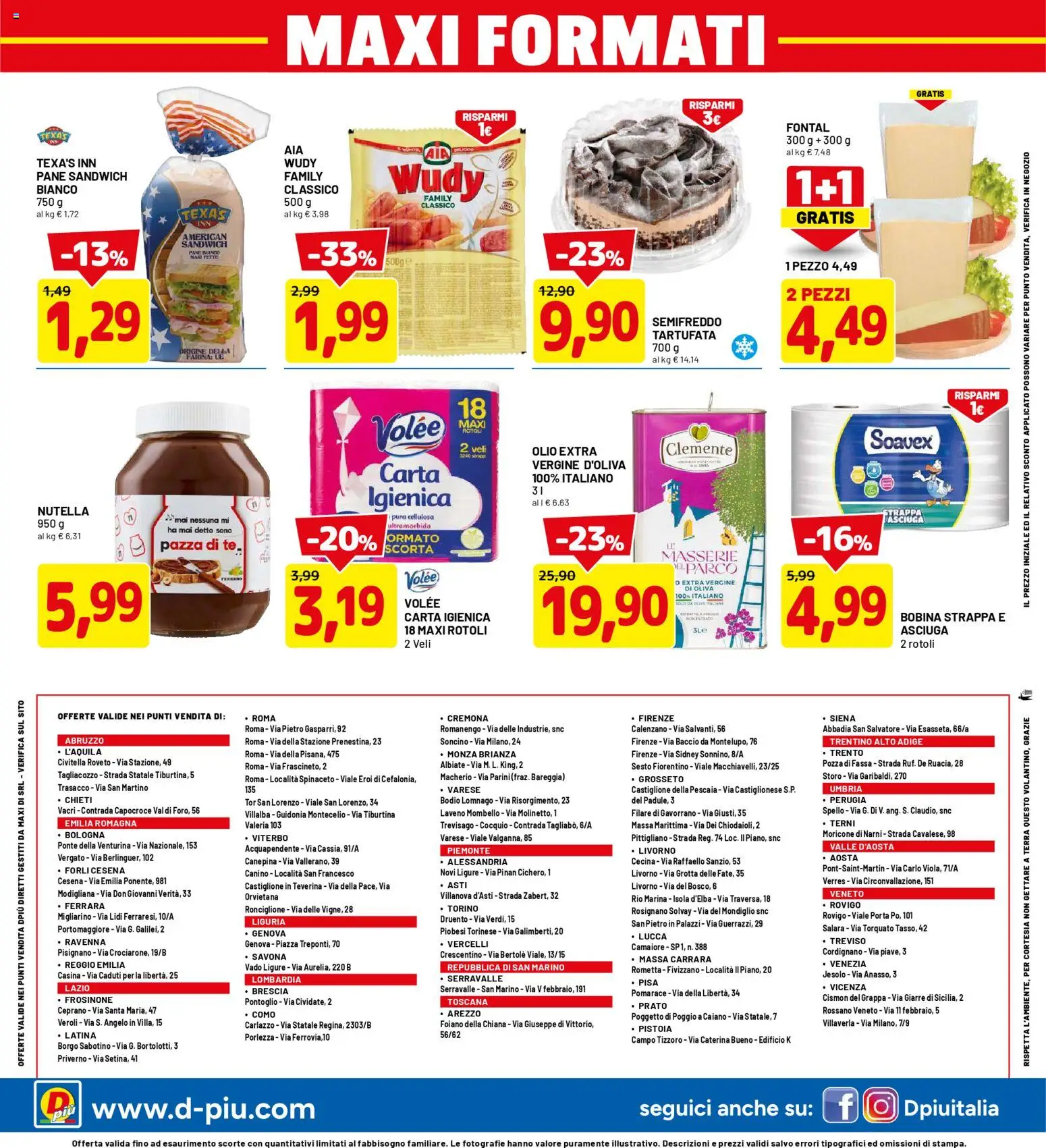 Volantino D Più del 05.03.2026 | Pagina: 20 | Prodotti: Olio, Nutella, Grappa, Terra
