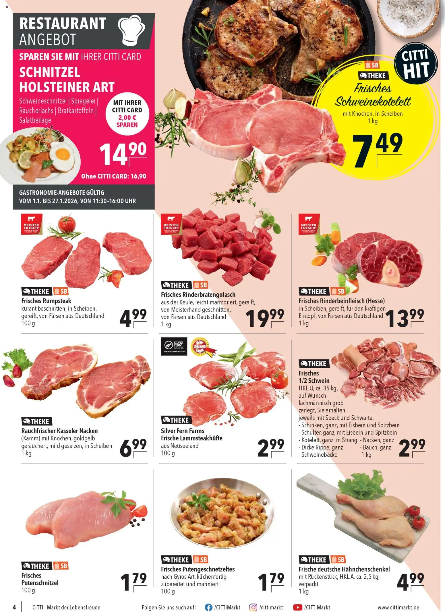 CITTI Markt Prospekt 	 – gültig ab 02.01.2026 | Seite: 6 | Produkte: Theke, Schnitzel, Räucherlachs, Uhr