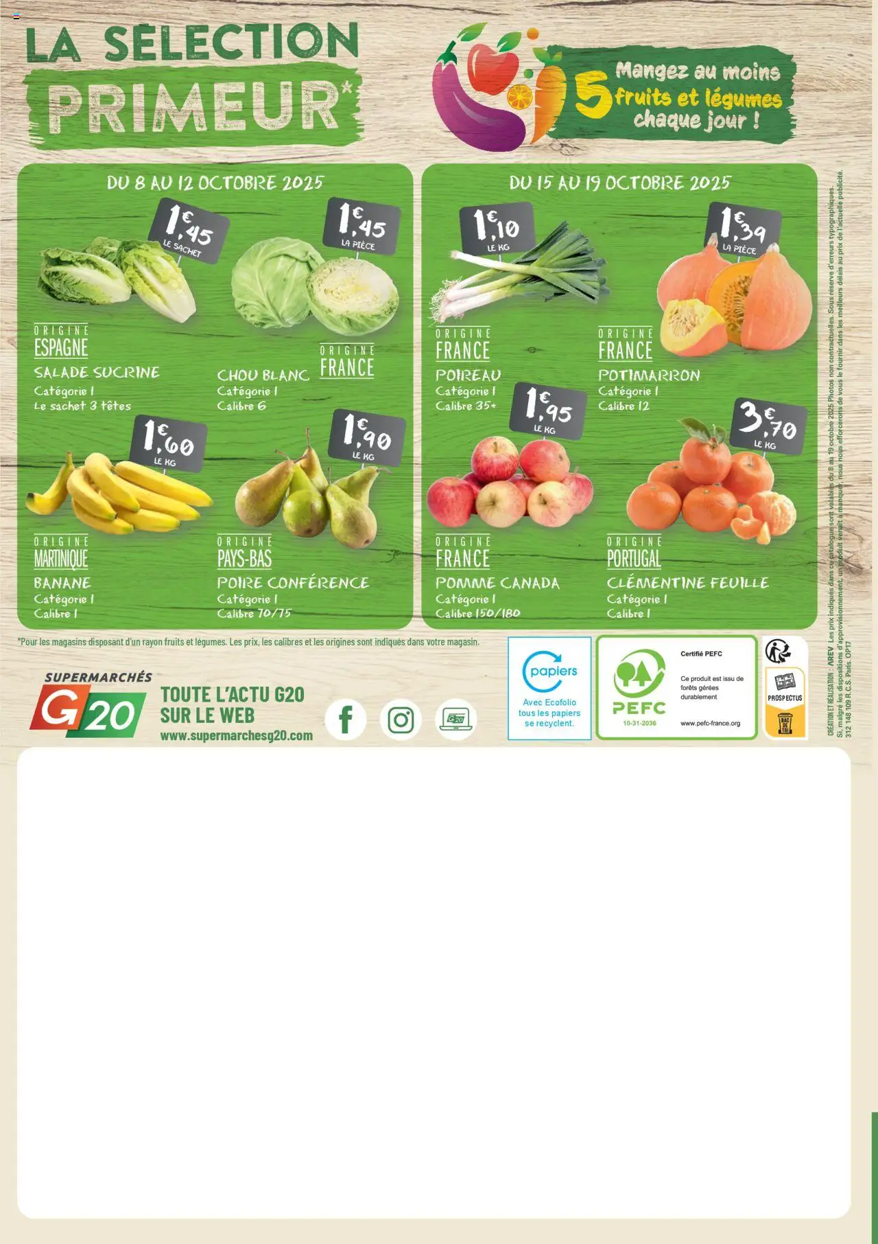 {H1} | Page: 20 | Produits: Clémentine, Poire, Poireau, Banane