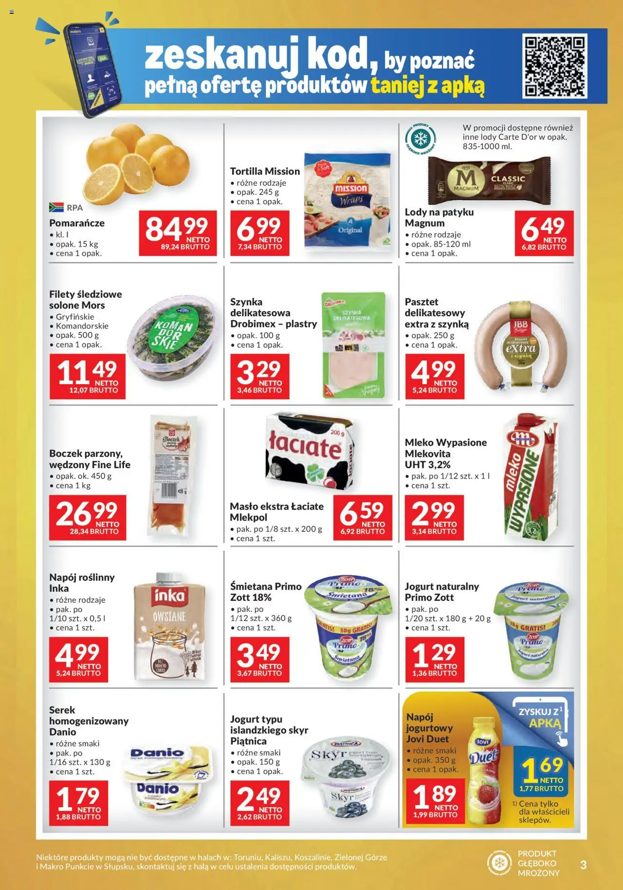 Makro Gazetka - Mega oferty dla Twojego Sklepu od 19.08.2025 | Strona: 3 | Produkty: Serek homogenizowany, Lody na patyku, Mleko, Masło