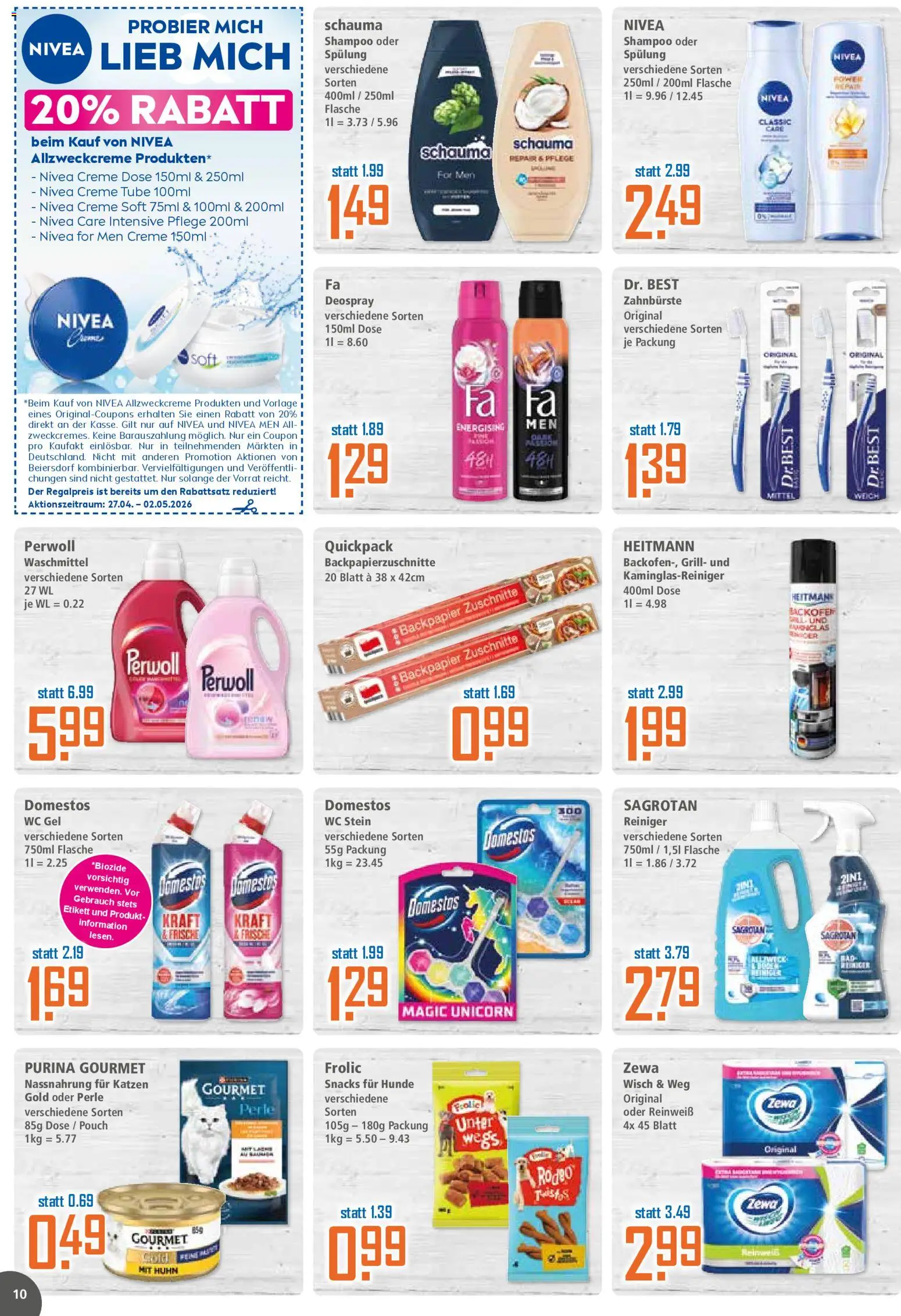 Klaas & Kock Prospekt 	 – gültig ab 27.04.2026 | Seite: 10 | Produkte: Zewa, Spülung, Creme, Zahnbürste