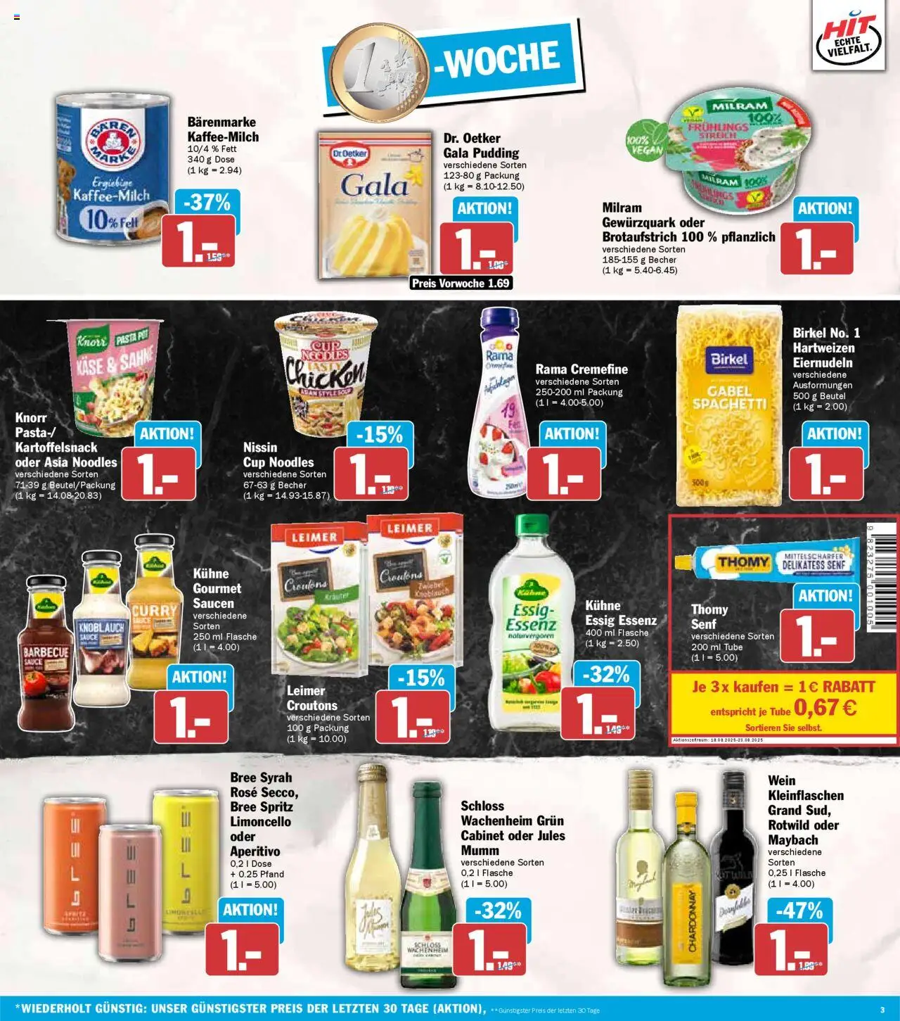 HIT - Baden-Württemberg - gültig ab dem 18.08.2025 | Seite: 3 | Produkte: Rama, Knorr, Pasta, Sahne
