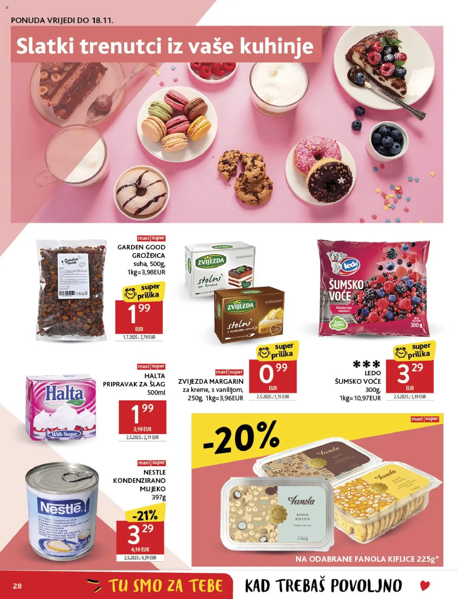 Konzum katalog | vrijedi od 05.11.2025 | Stranica: 28 | Proizvodi: Šumsko voće, Margarin, Voće, Šlag