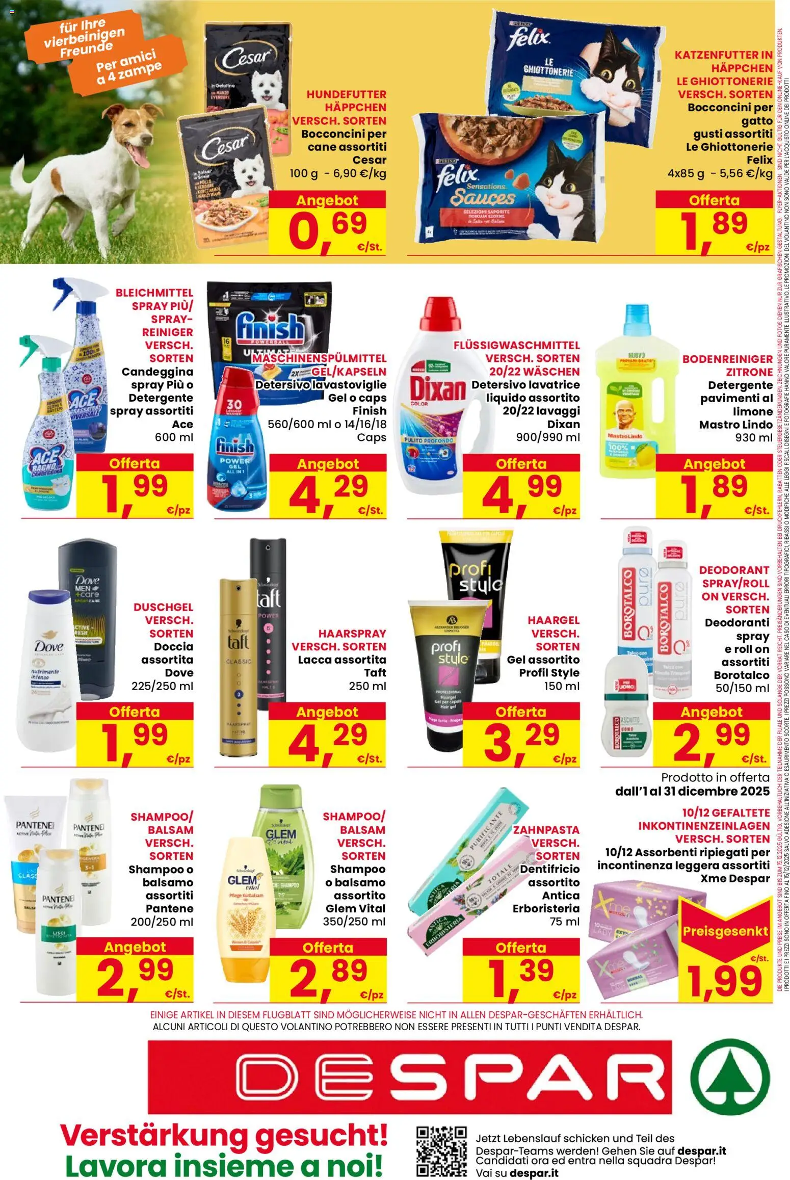 Volantino Despar del 04.12.2025 | Pagina: 16 | Prodotti: Shampoo, Detergente, Candeggina, Lavatrice