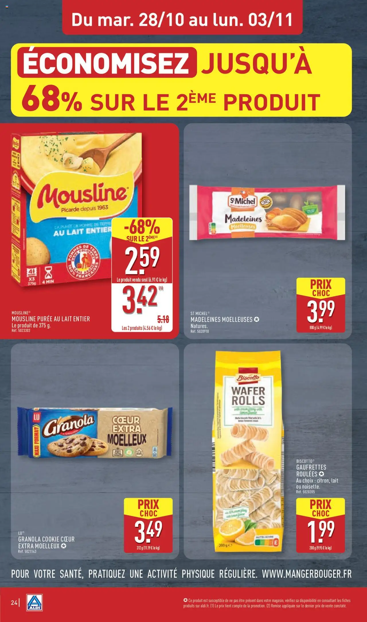 {H1} | Page: 28 | Produits: Lait entier, Noisette, Pomme, Granola